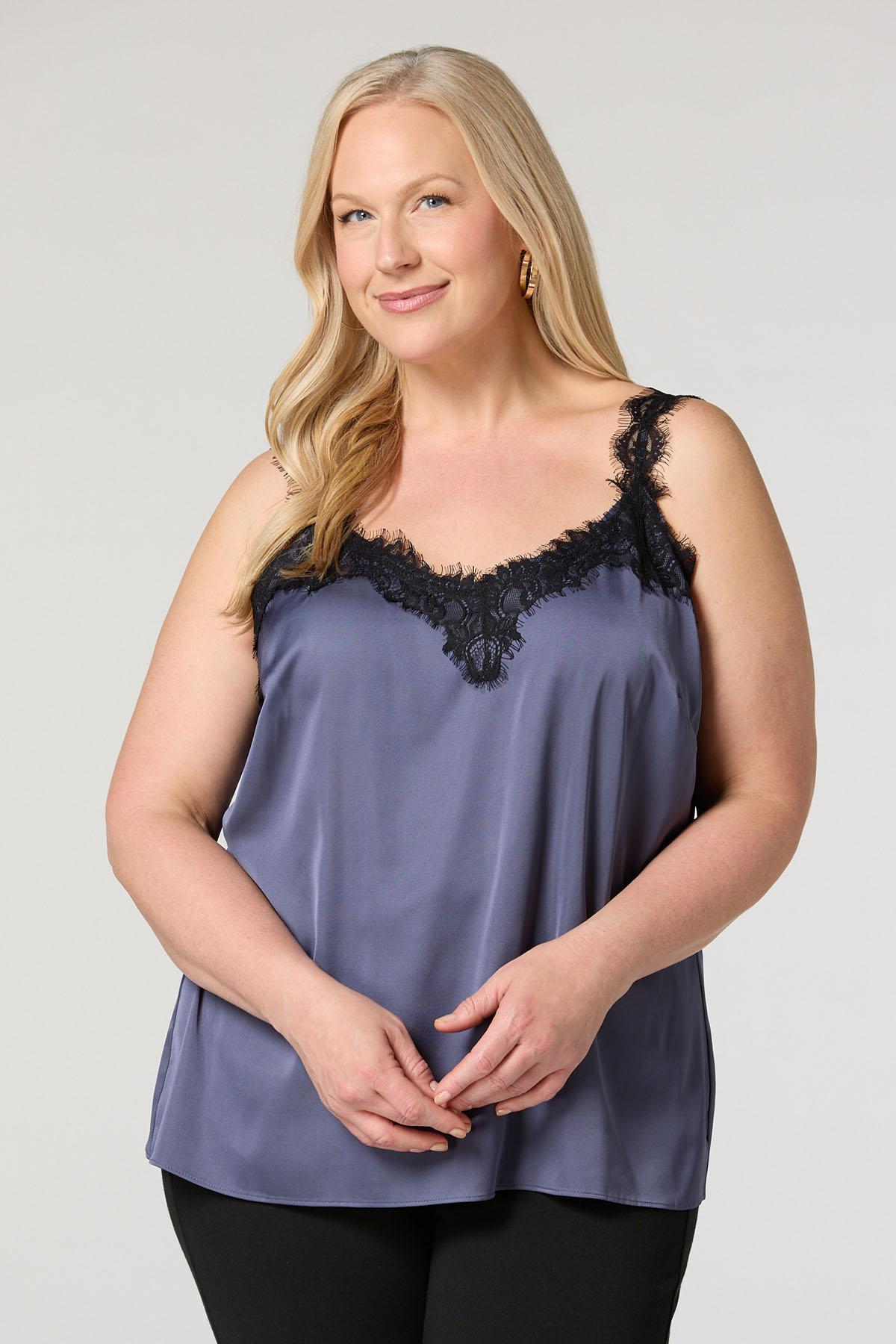 Cato Fashions | Cato Plus Size Satin Lace Trim Tank