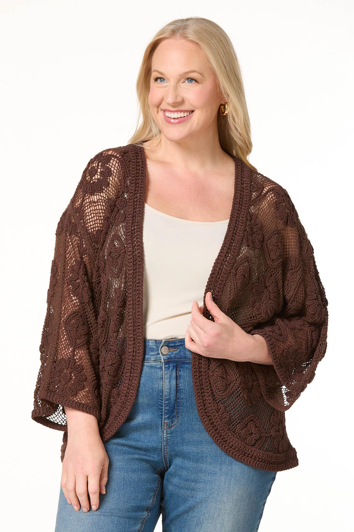 Cato Fashions | Cato Plus Size Solid Crochet Cardigan