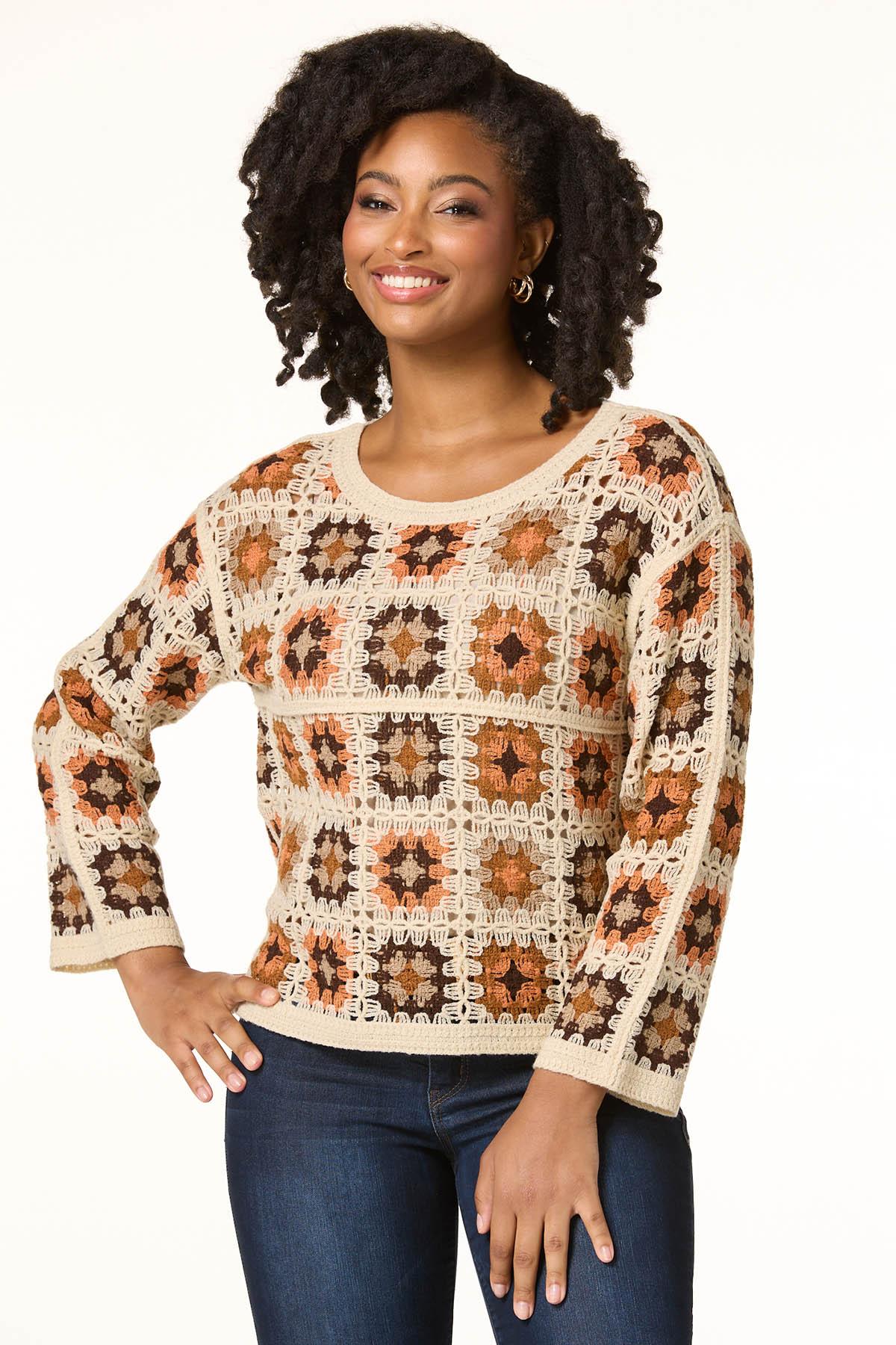 Cato Fashions | Cato Crochet Floral Patchwork Sweater