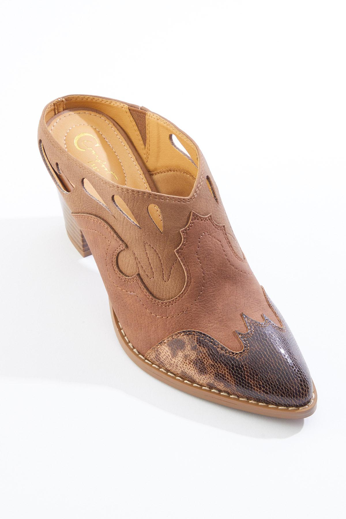 Cato Fashions | Cato Mixed Media Western Mules