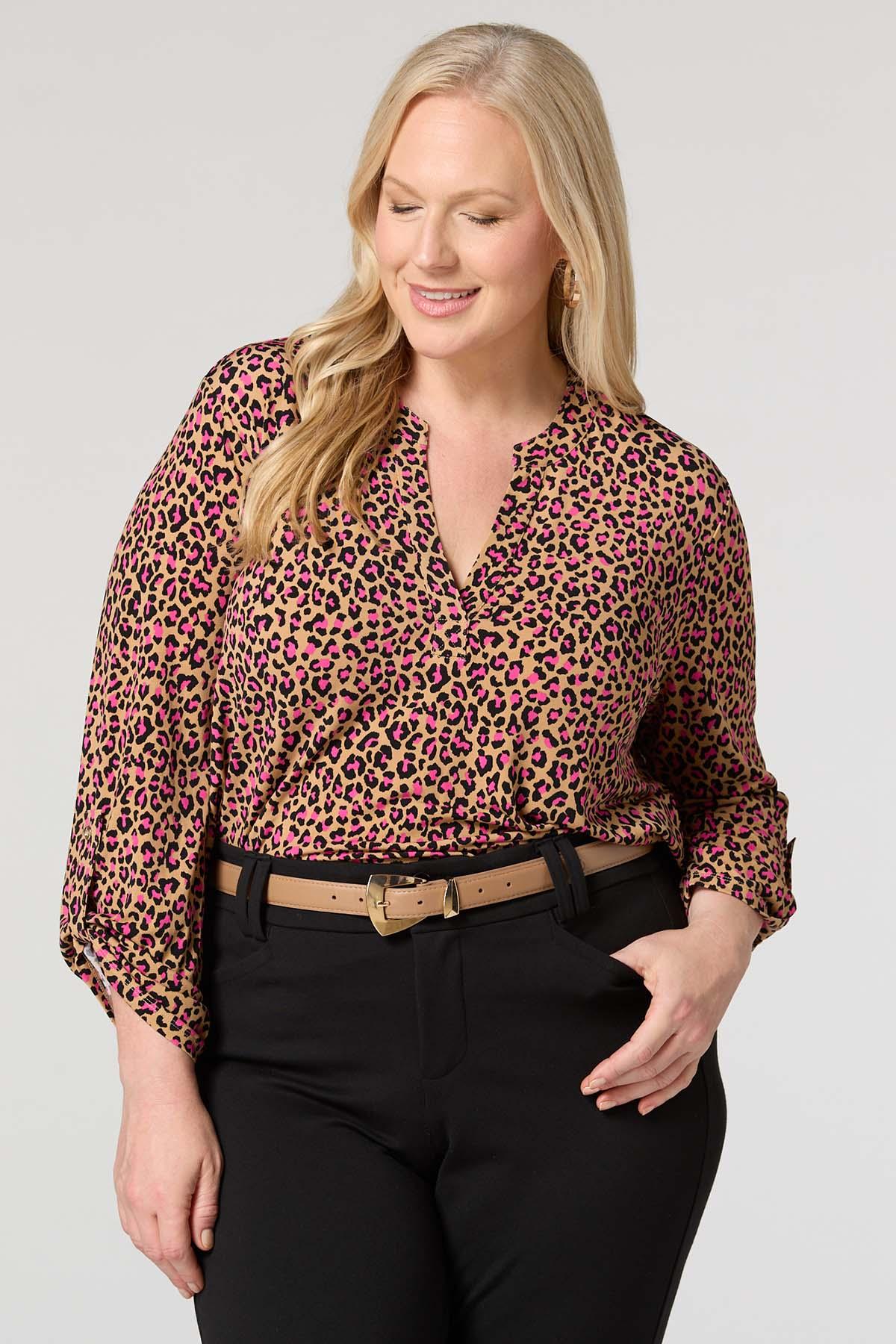 Cato Fashions | Cato Plus Size Raspberry Leopard Top