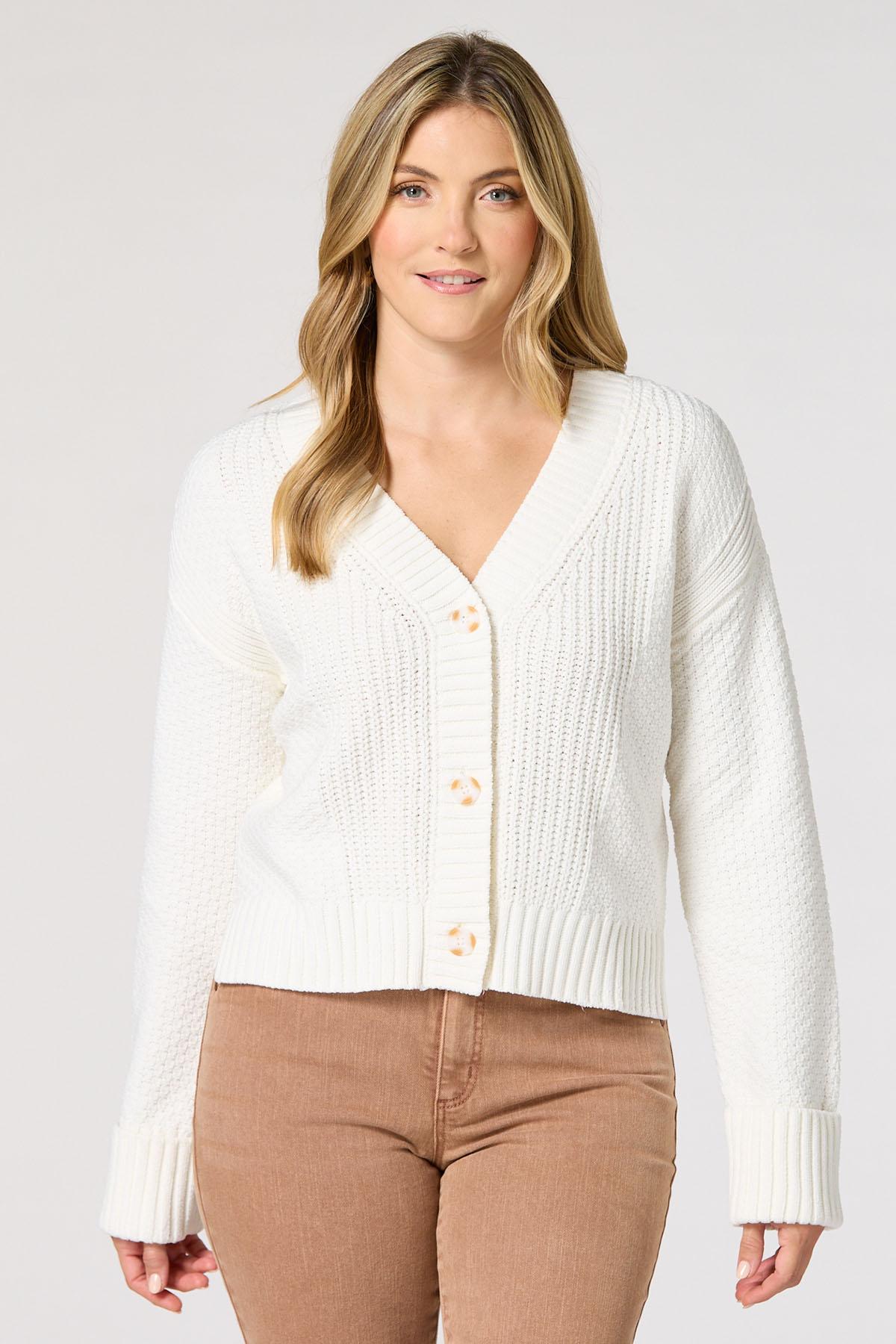 Cato Fashions | Cato Ribbed Ivory Cardigan