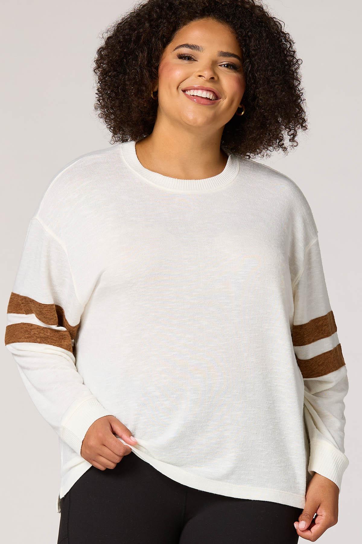 Cato Fashions | Cato Plus Size Hacci Knit Stripe Sleeve Top