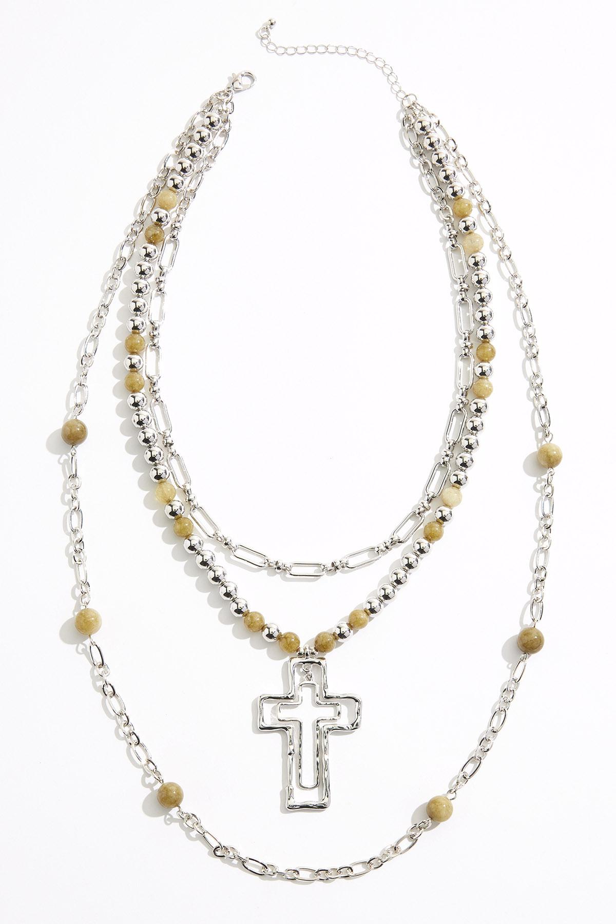Cato Fashions | Cato Layered Silver Cross Pendant Necklace
