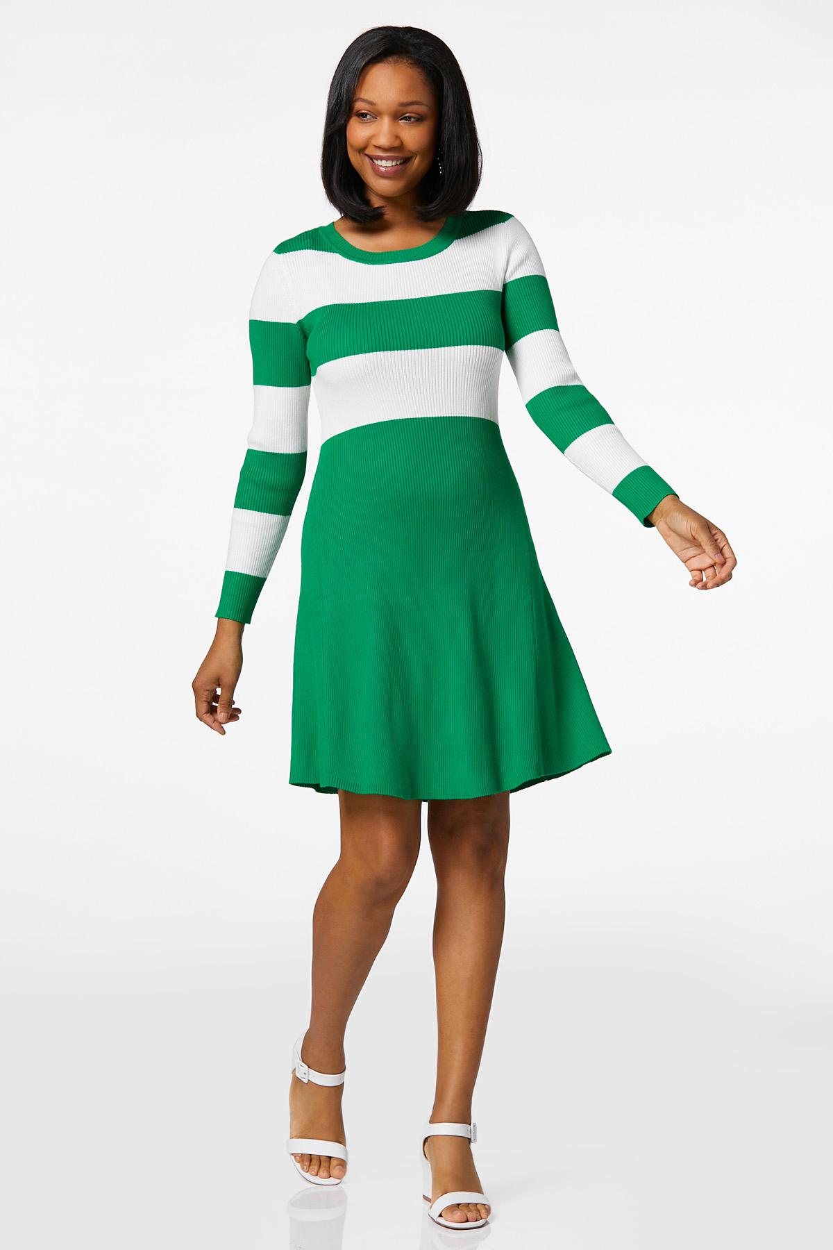 green sweater dress