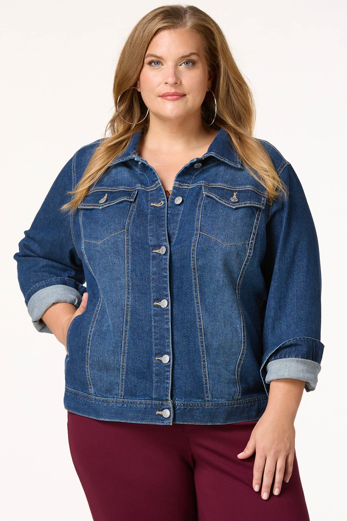 Plus Size Classic Denim Jacket Blue