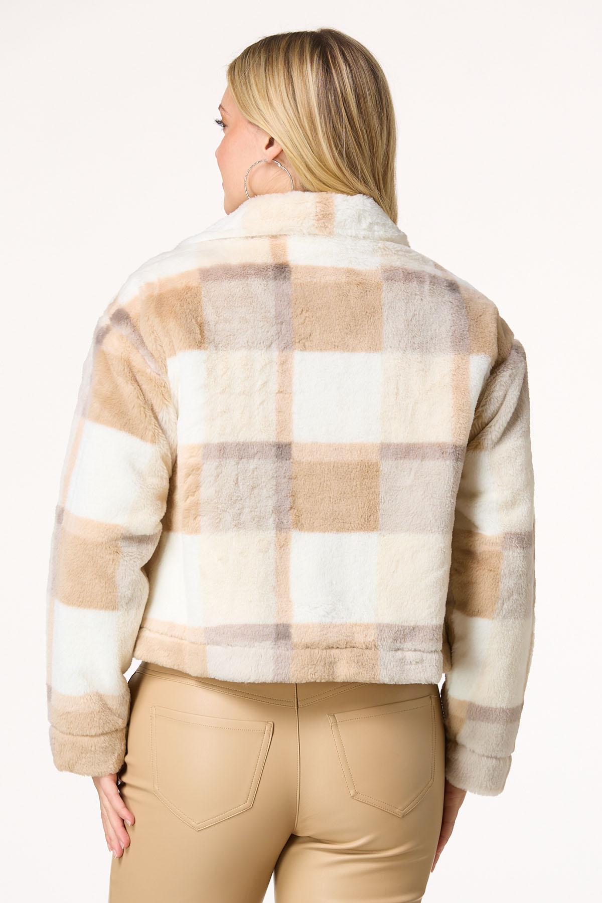 ジャケット・アウター runrunADORABLE SHAGGY CHECK COAT Cato Fashions | Cato Faux Fur Check Jacket