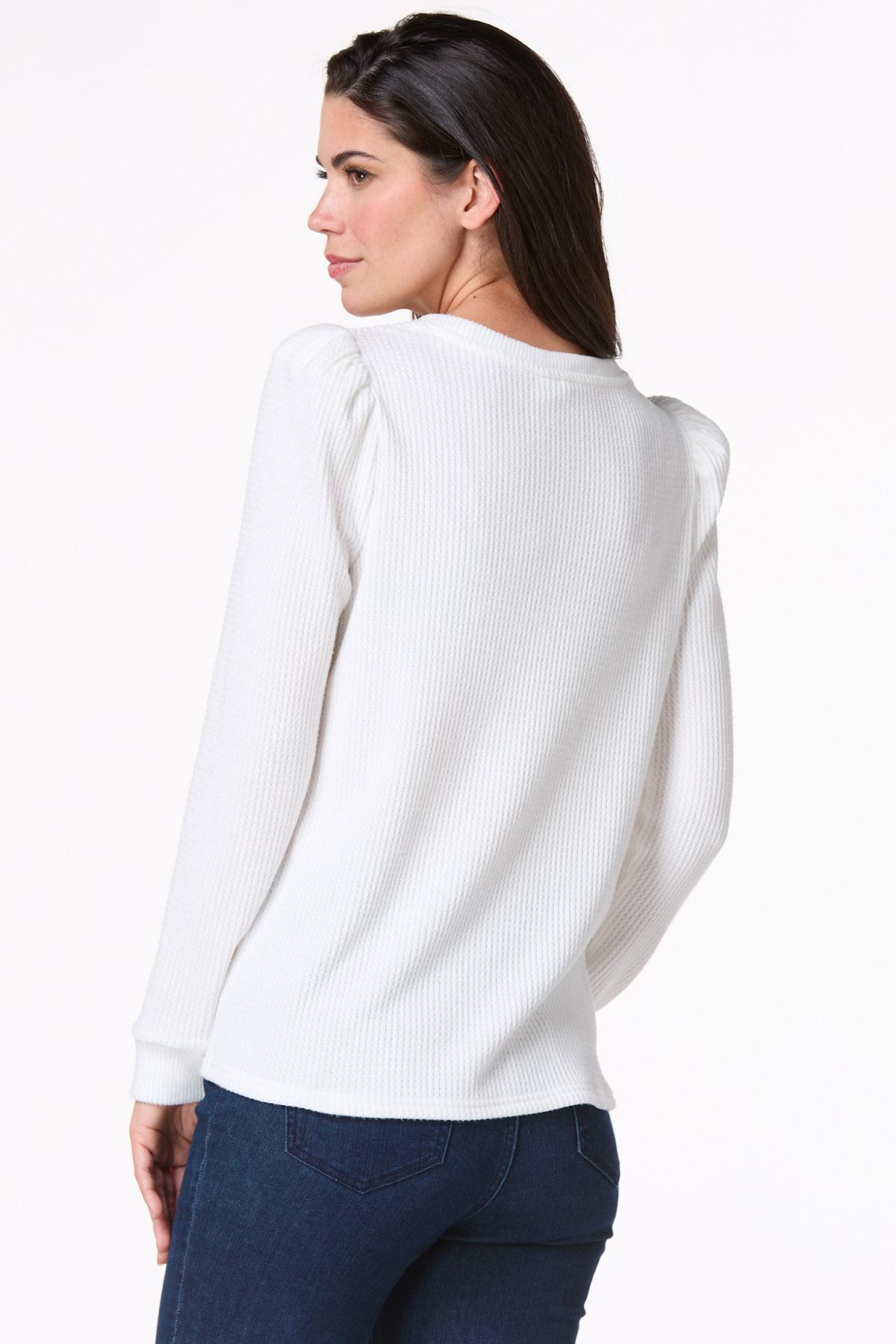Cato Fashions | Cato Puff Sleeve Waffle Top