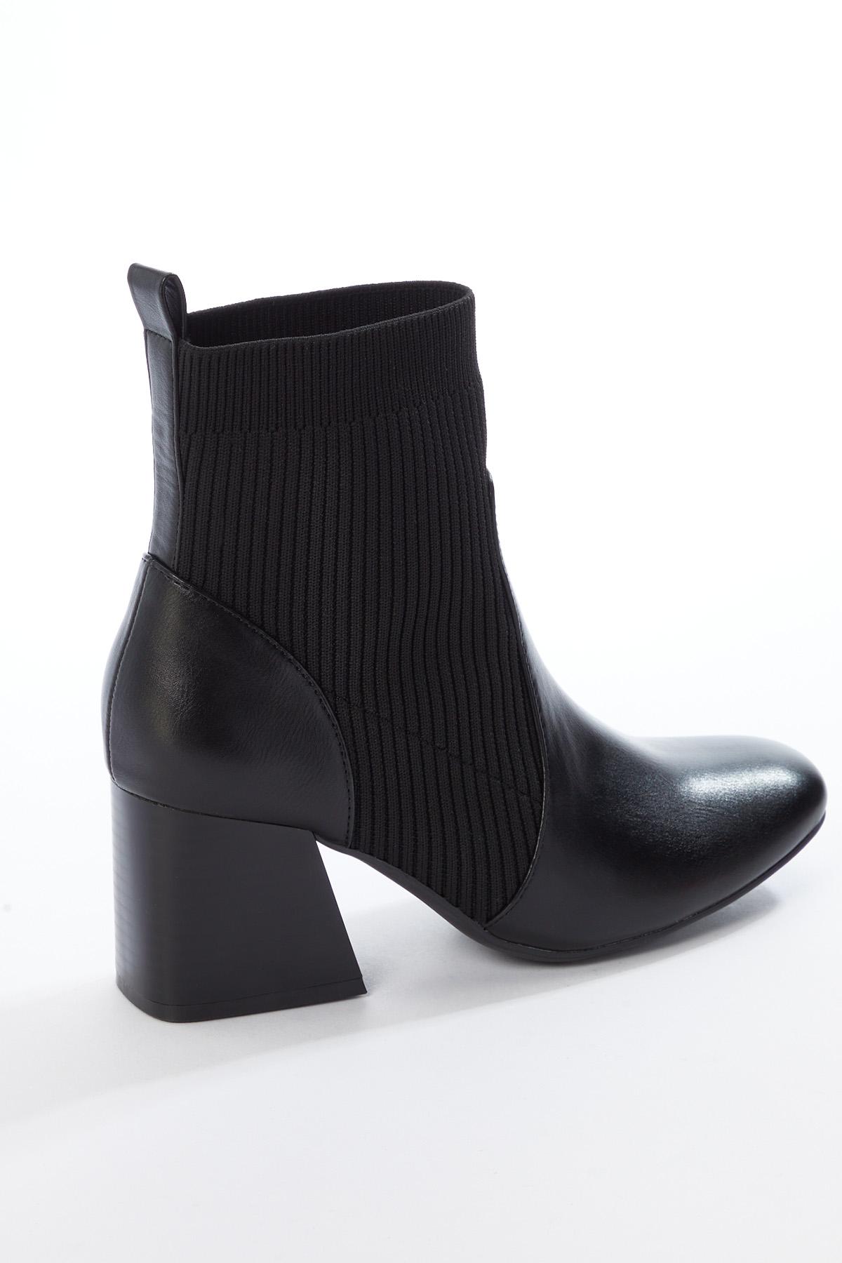 Faux Leather Sock Boots Black