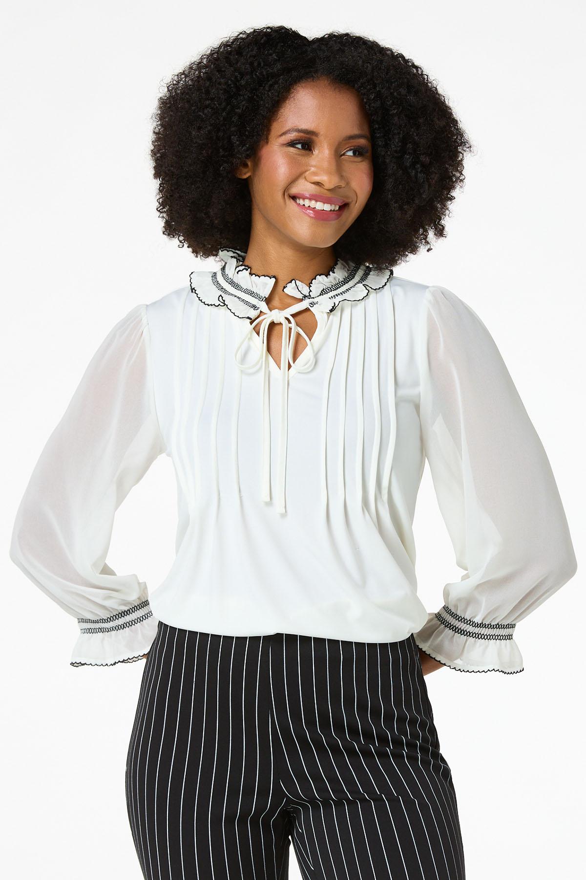 Stitched Ruffled Bow Sweater Stitched Ruffled Bow Sweater