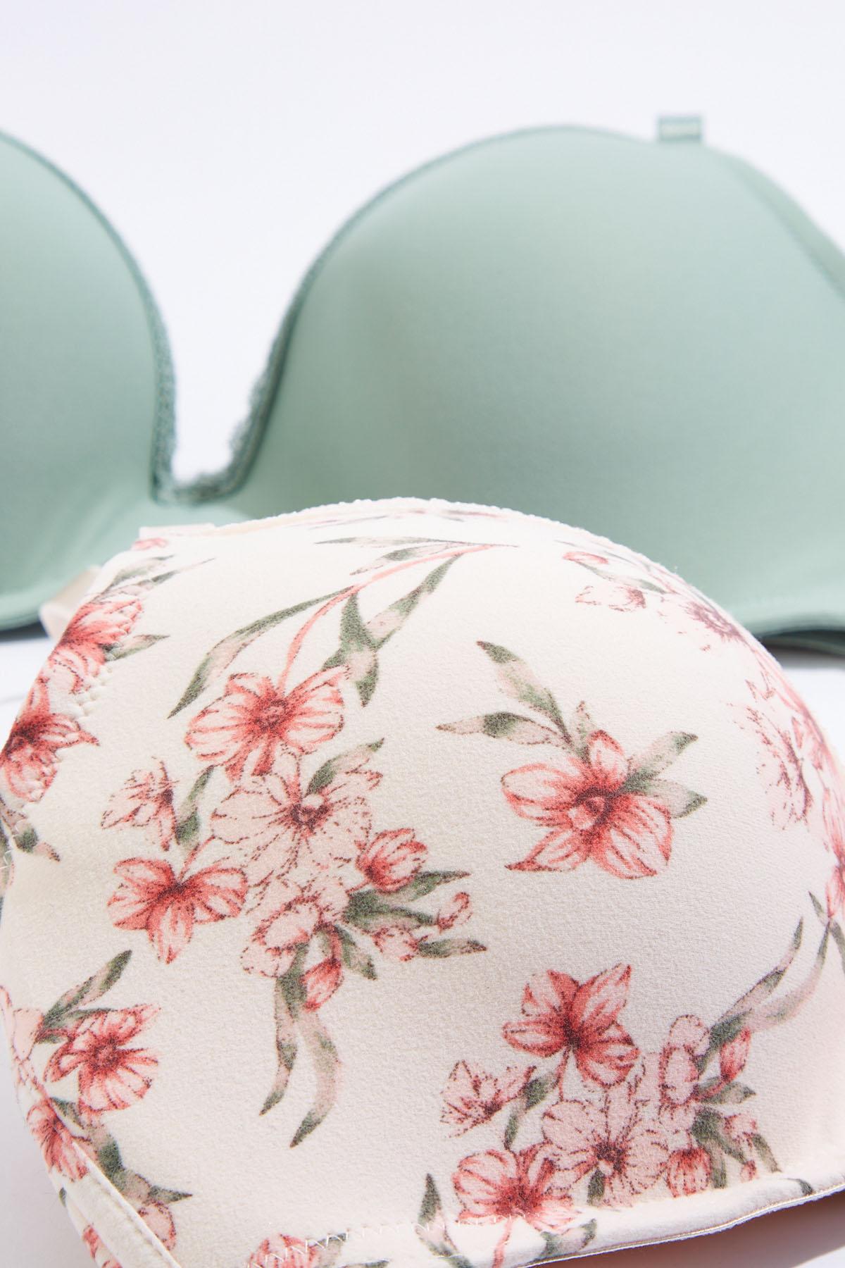 Cato Fashions | Cato Floral Solid Wire- Free Bra Set