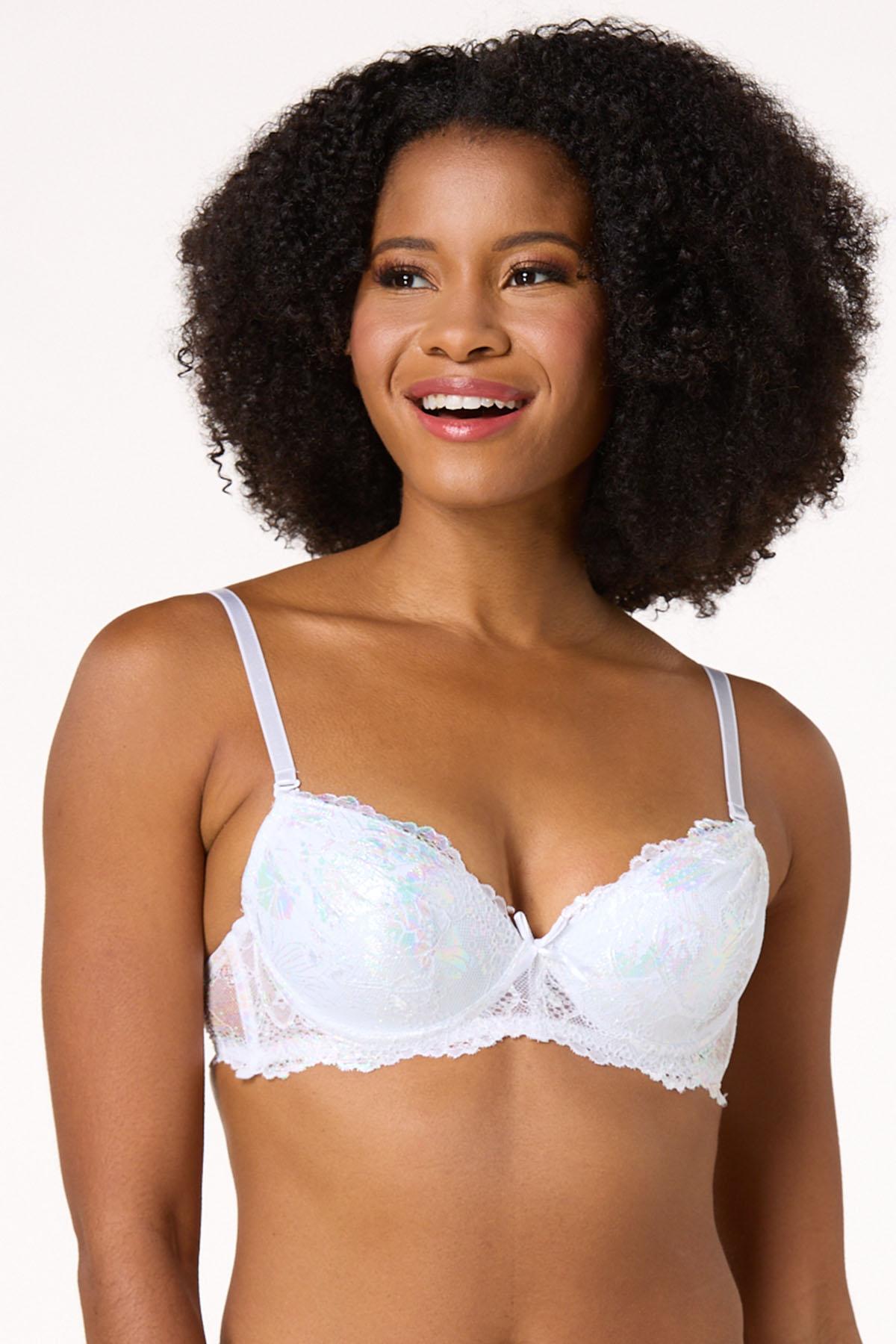 Cato Fashions | Cato Iridescent Ivory Gray Lace Bra Set