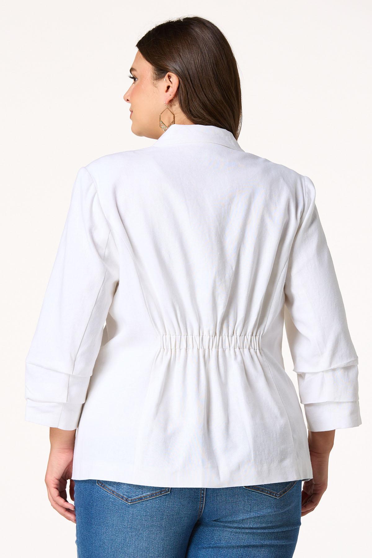  Cato Fashions | Cato Plus Petite Solid Linen Slant Pocket Blazer