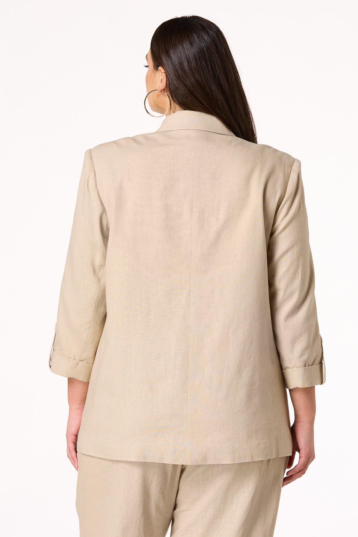 Cato Fashions | Cato Plus Size Solid Linen Boyfriend Blazer Cato Fashions | Cato Plus Size Solid Linen Boyfriend Blazer
