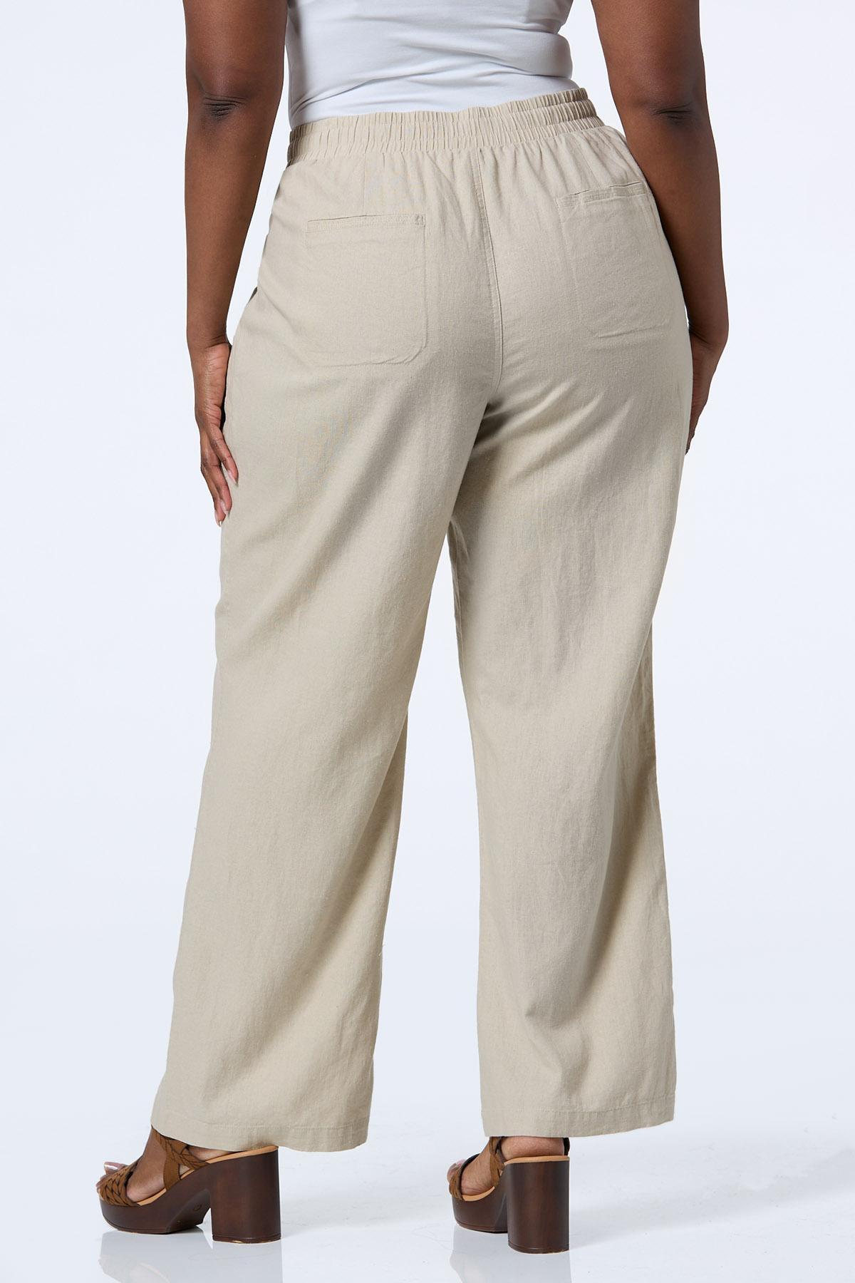  Cato Fashions | Cato Plus Petite Solid Linen Beach Pants