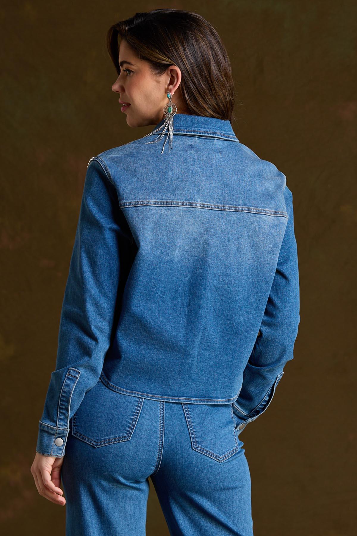  Cato Fashions | Cato Rhinestone Trim Denim Jacket