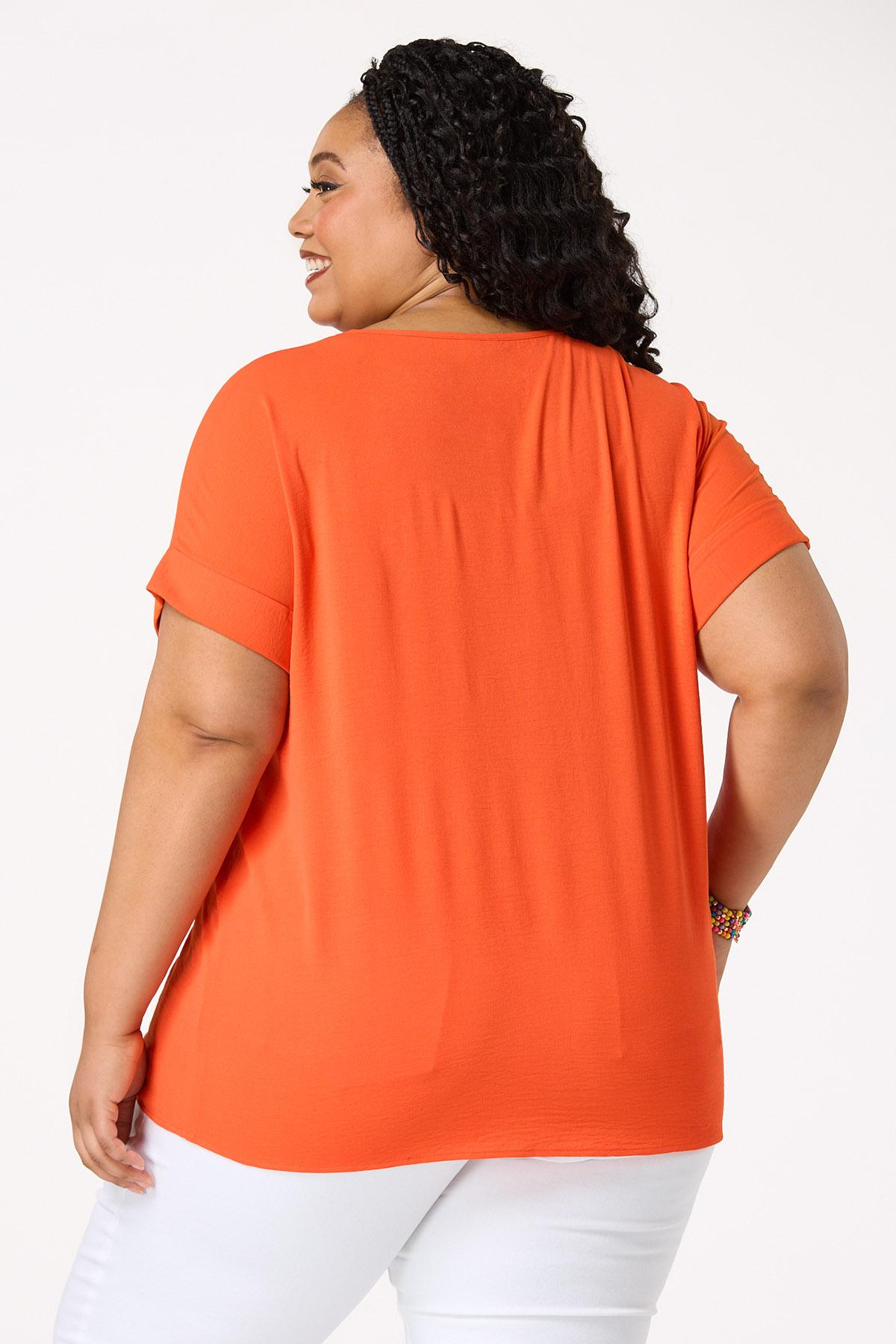  Cato Fashions | Cato Plus Size Flowy Roll Tab Top