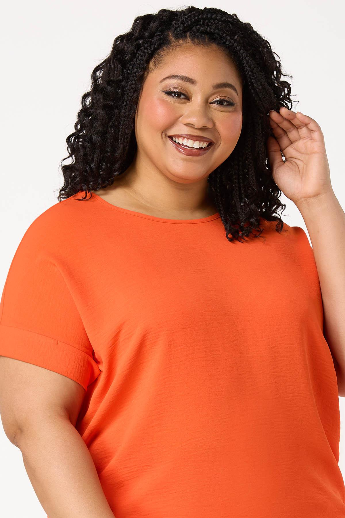  Cato Fashions | Cato Plus Size Flowy Roll Tab Top