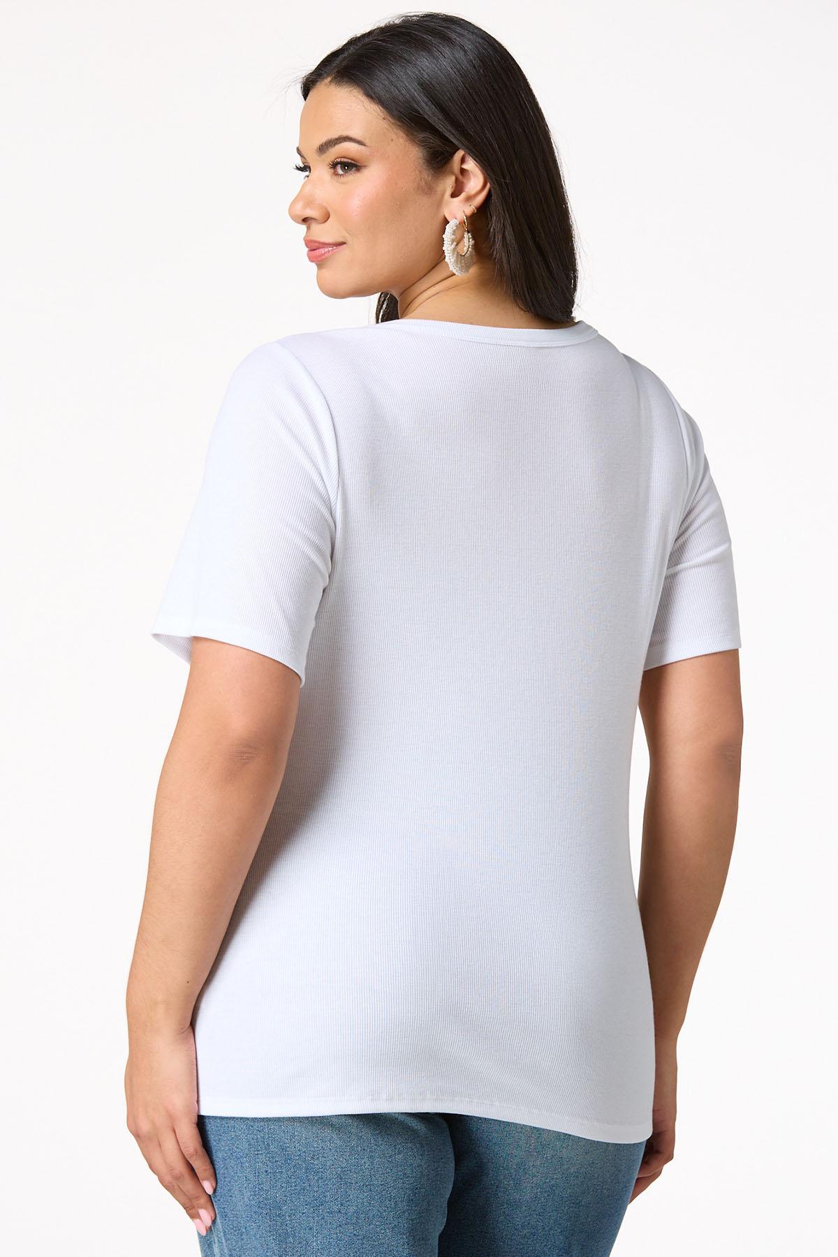  Cato Fashions | Cato Plus Size Solid Ribbed Scoop Neck Top