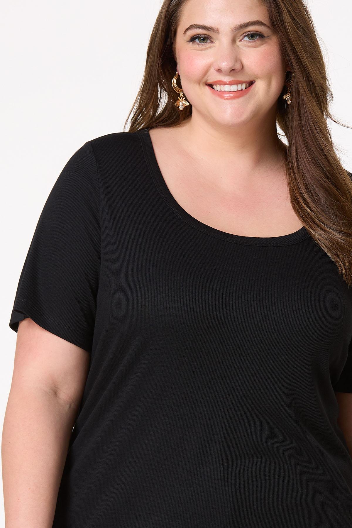 Cato Fashions | Cato Plus Size Solid Ribbed Scoop Neck Top