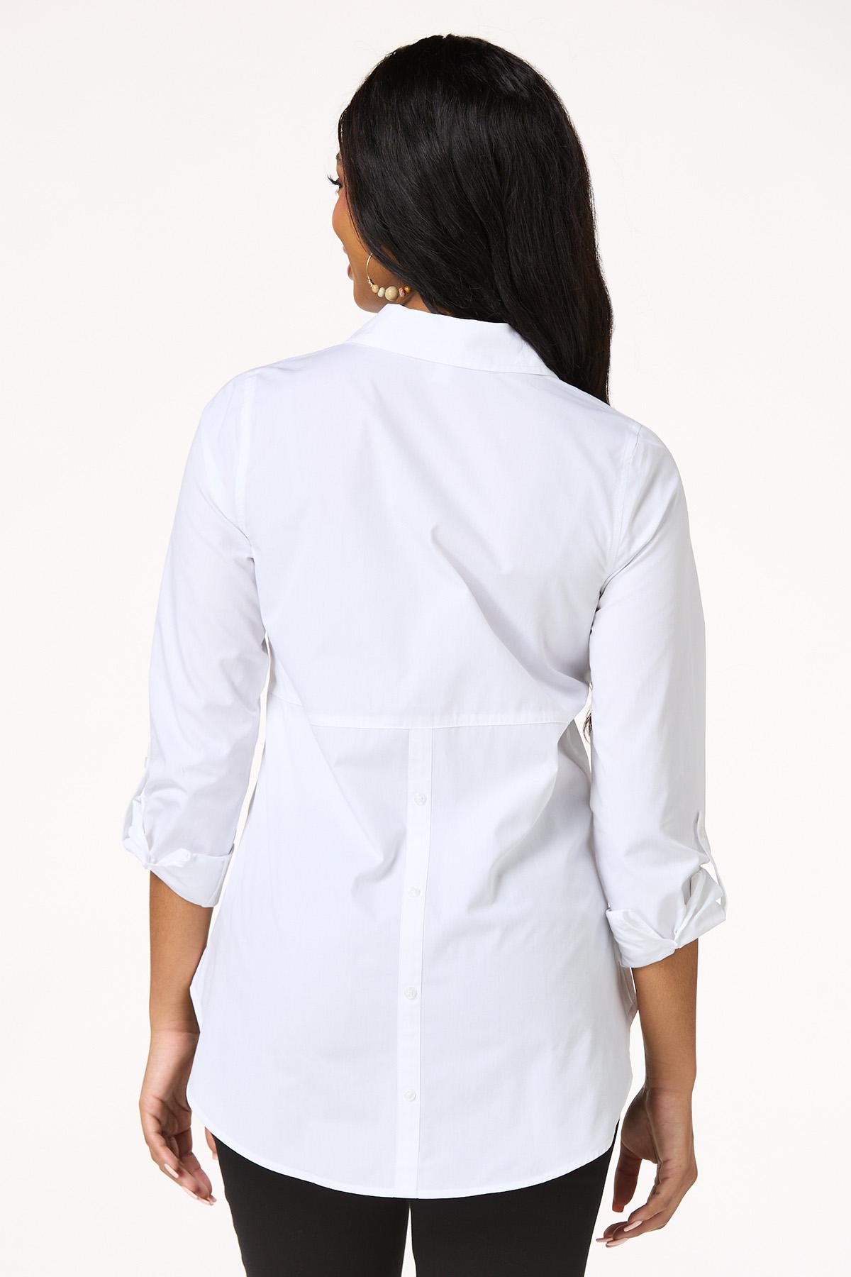 Cato Fashions | Cato Button Down Back Solid White Top