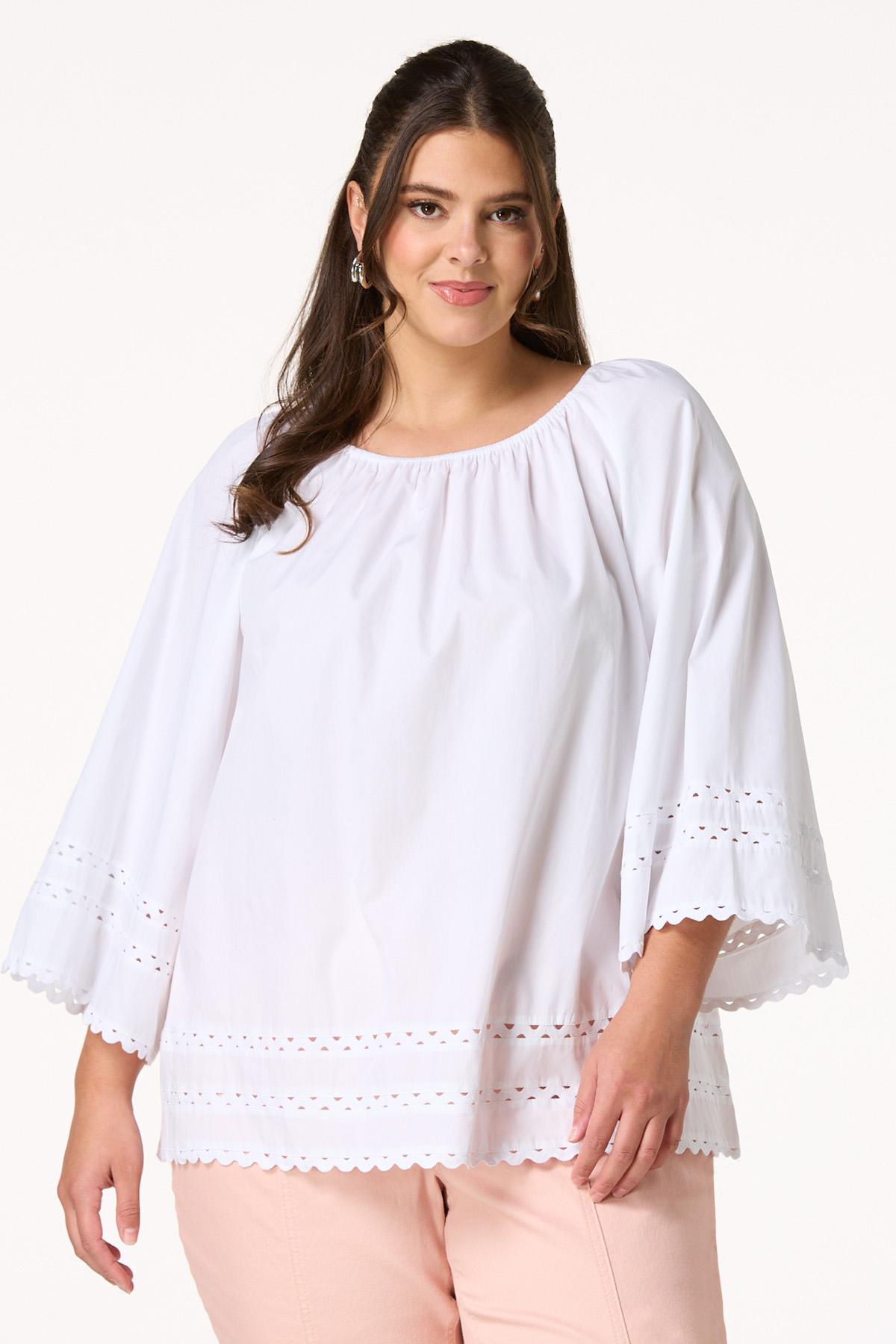  Cato Fashions | Cato Plus Size Poplin Ric Rac Trim Top