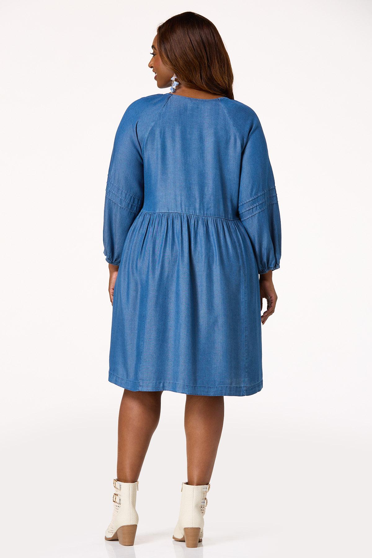  Cato Fashions | Cato Plus Size Chambray Pintuck Swing Dress