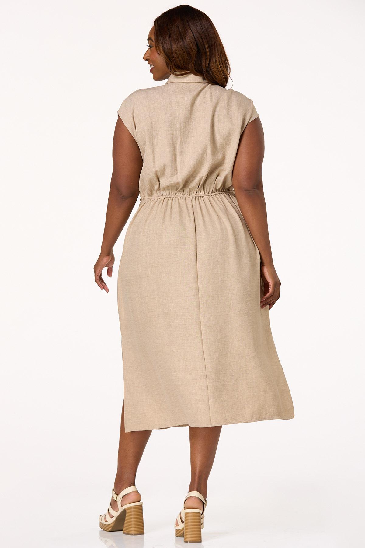  Cato Fashions | Cato Plus Size Natural Tie Back Midi Dress