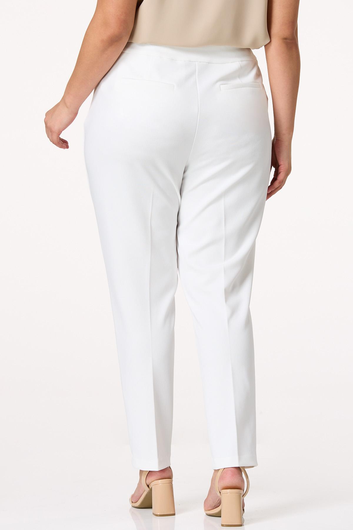 Cato Fashions | Cato Plus Petite Ivory Slim Ankle Pants