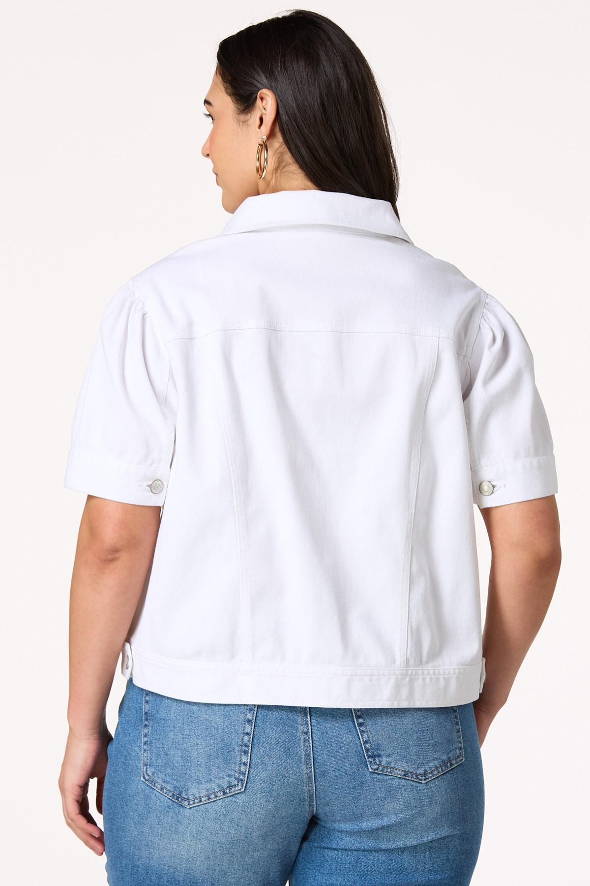 Cato Fashions | Cato Plus Size White Denim Short Sleeve Jacket