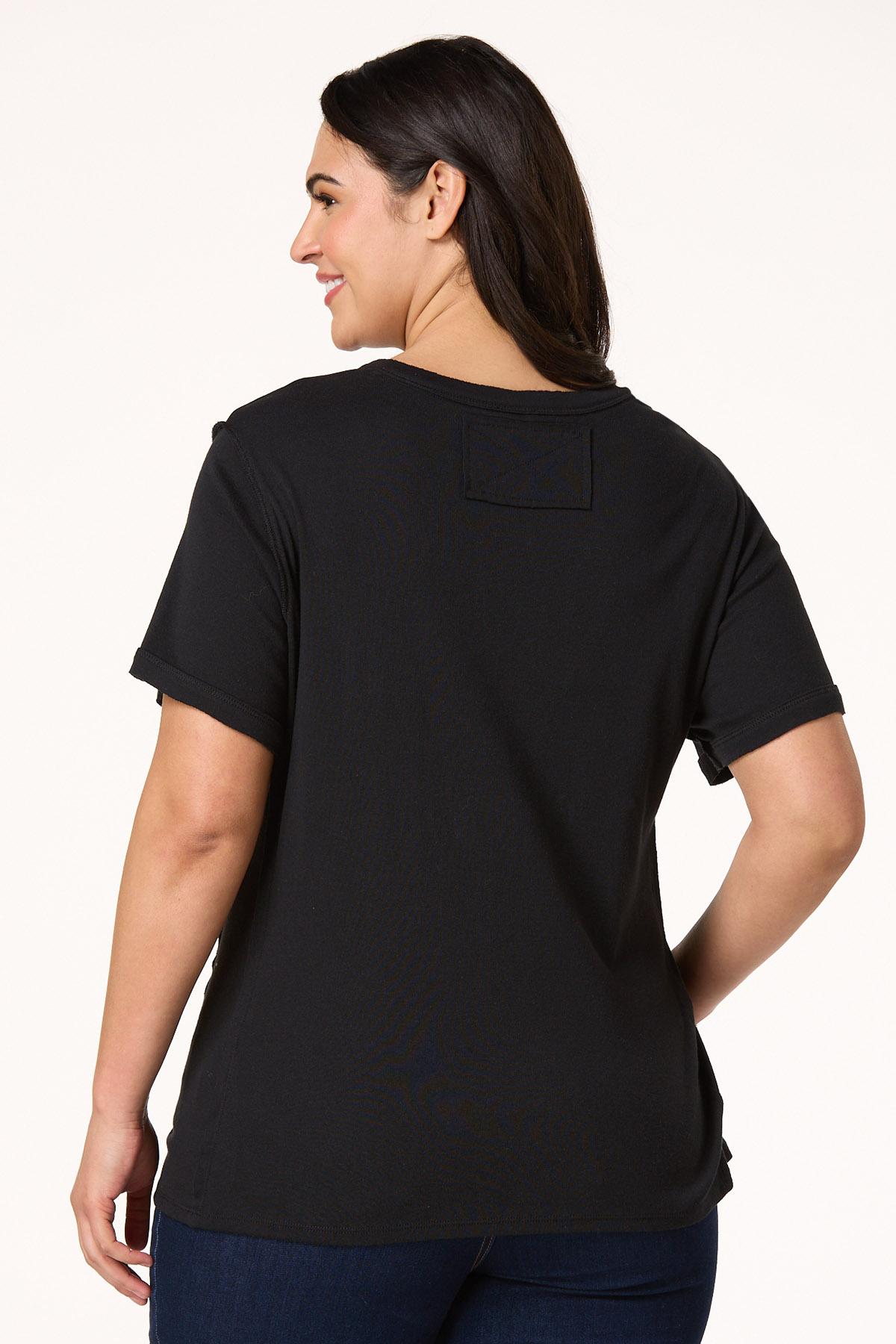  Cato Fashions | Cato Plus Size Solid Raw Edge Top