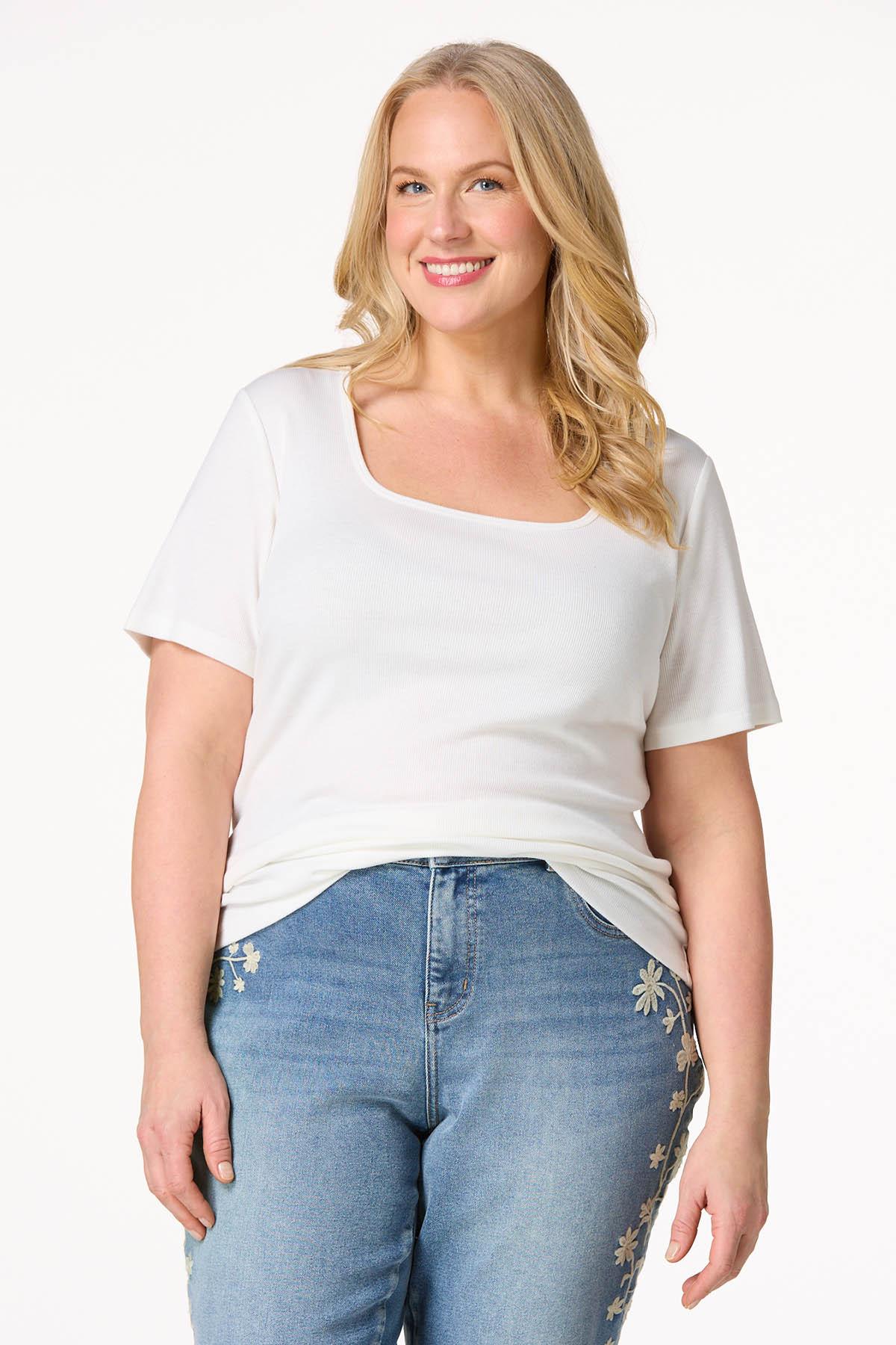  Cato Fashions | Cato Plus Size Ribbed Square Neck Top