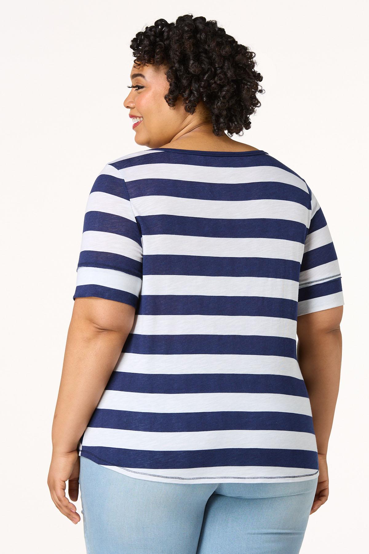  Cato Fashions | Cato Plus Size Stripe Slub Tee