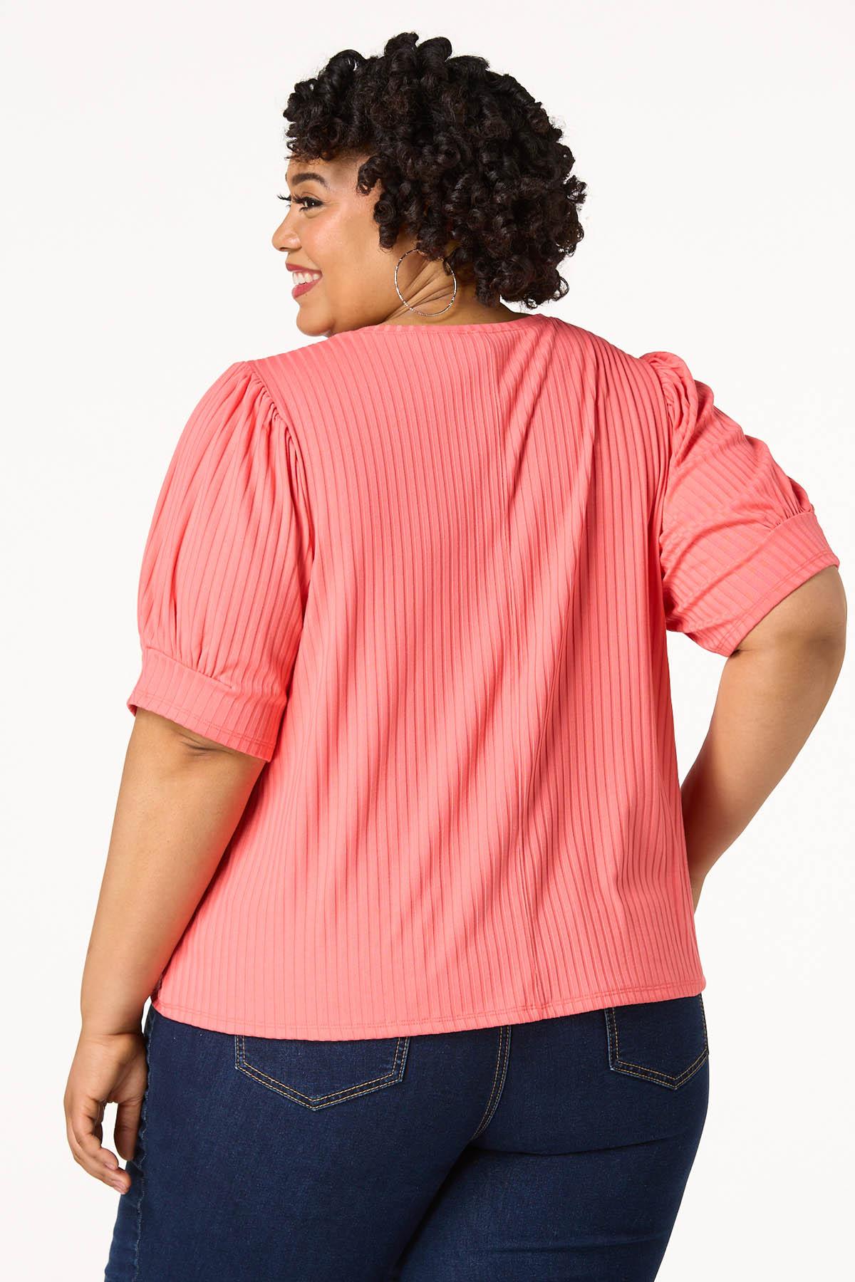  Cato Fashions | Cato Plus Size Ribbed Puff Sleeve Top