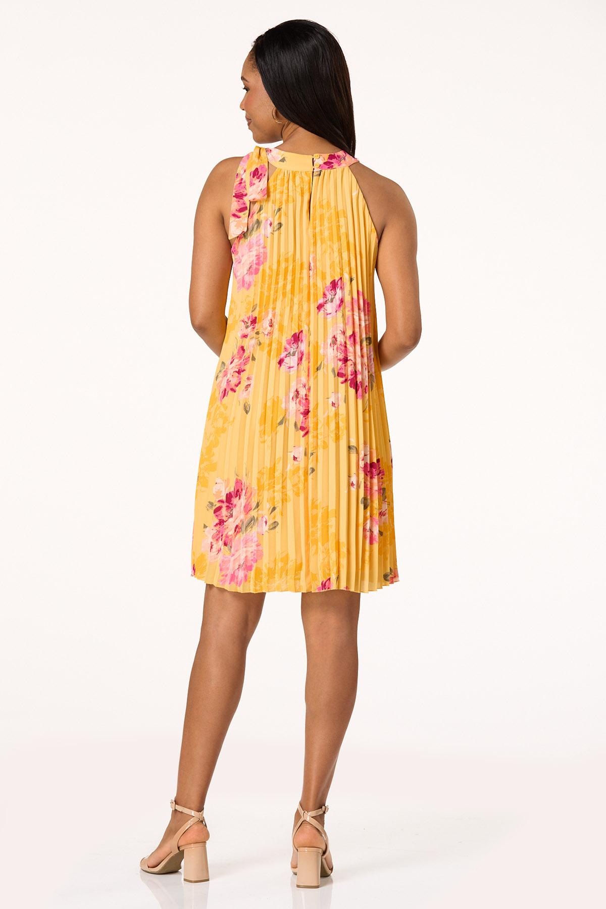  Cato Fashions | Cato Pleated Floral Tie Neck Dress