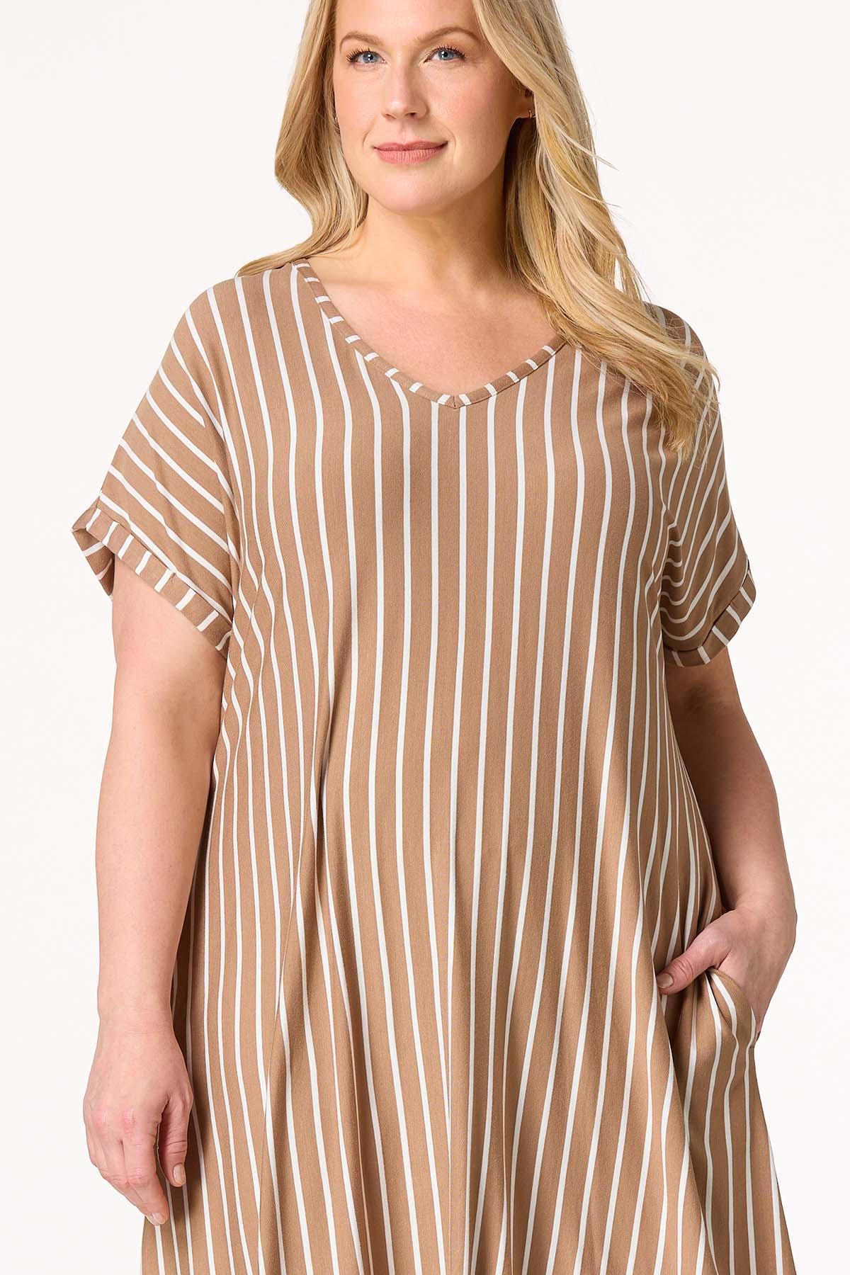  Cato Fashions | Cato Plus Size Stripe High- Low Midi Dress