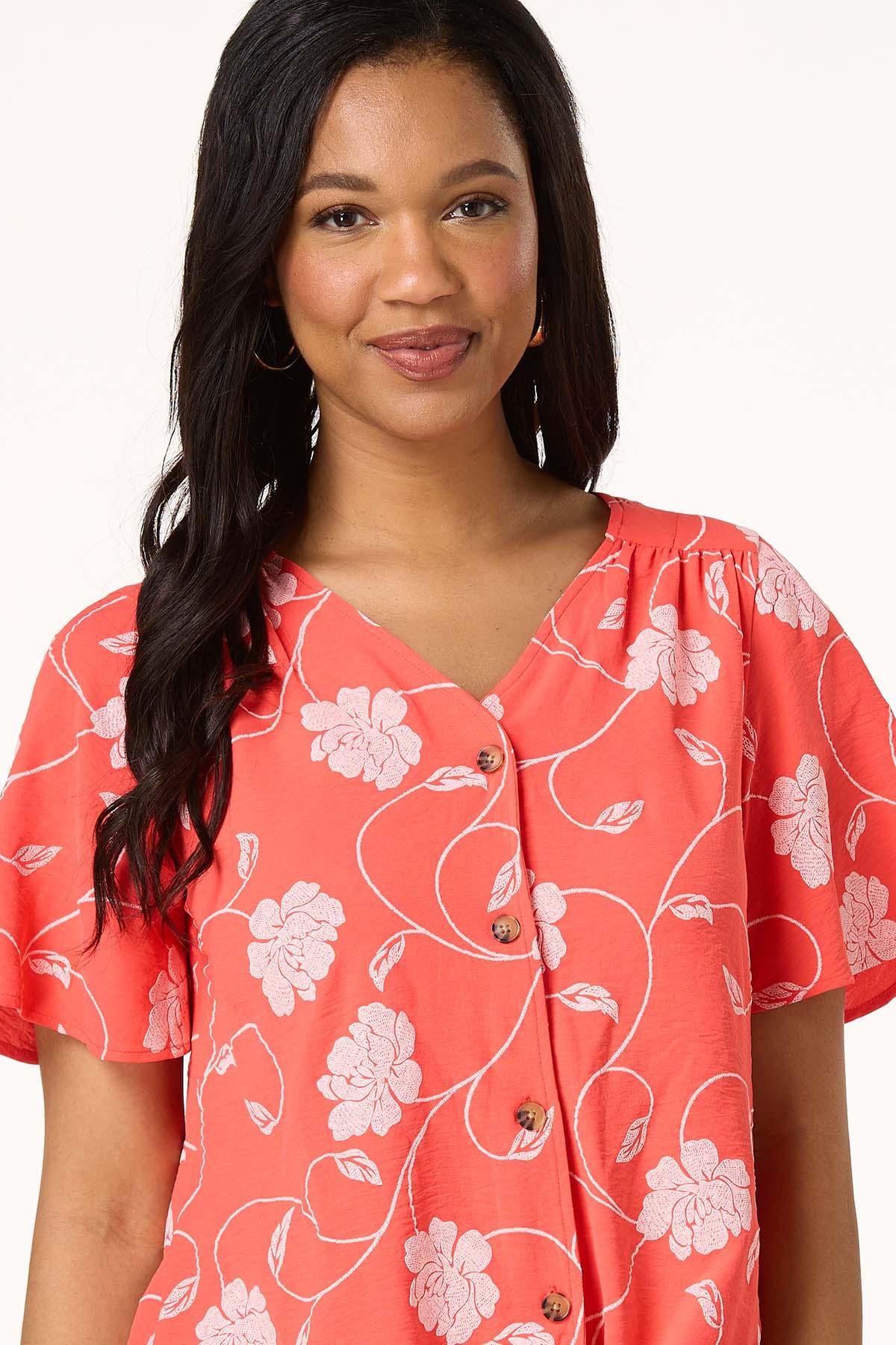  Cato Fashions | Cato Floral Button Down Tie Top