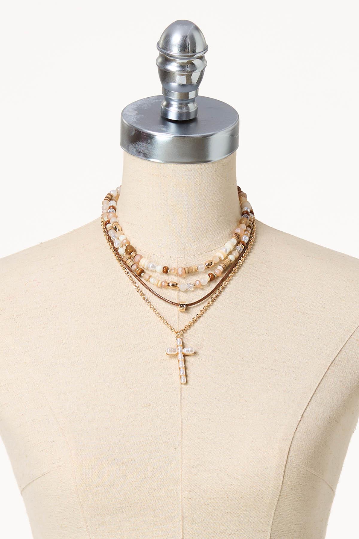  Cato Fashions | Cato Pearl Cross Layered Bead Necklace