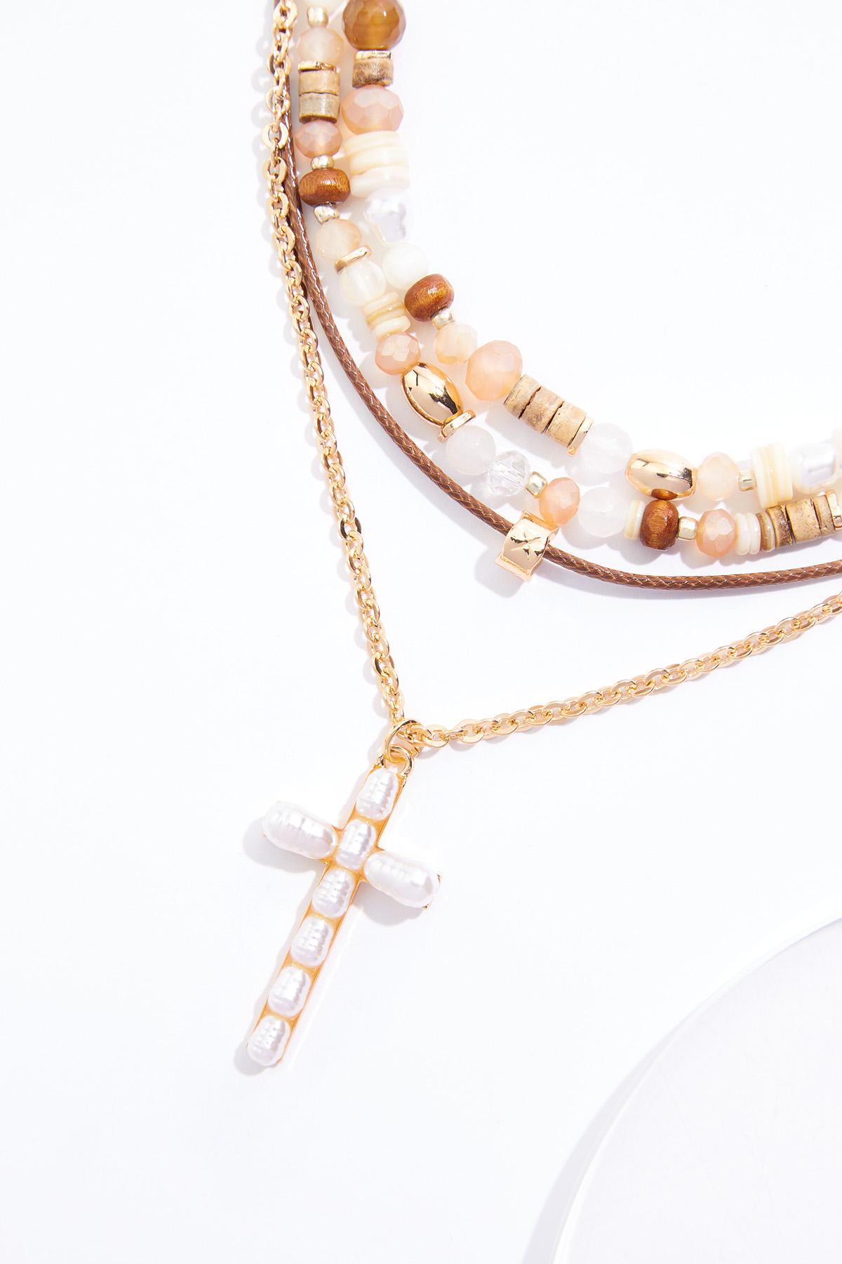  Cato Fashions | Cato Pearl Cross Layered Bead Necklace