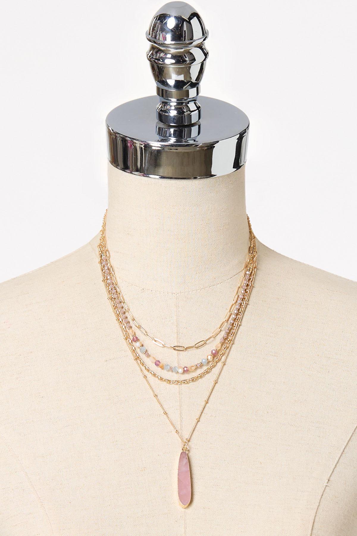  Cato Fashions | Cato Semi- Precious Layered Pendant Necklace