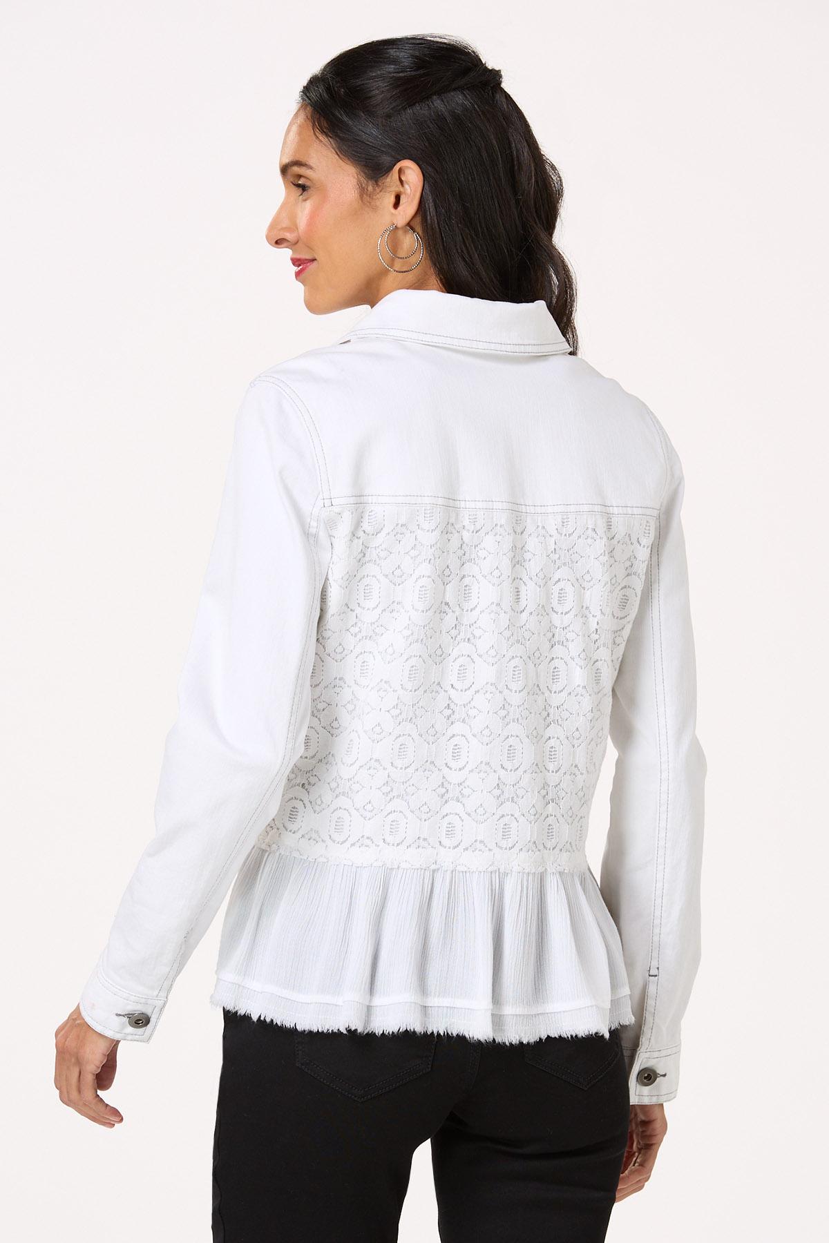 Cato Fashions | Cato Lacey Flounced Hem Denim Jacket