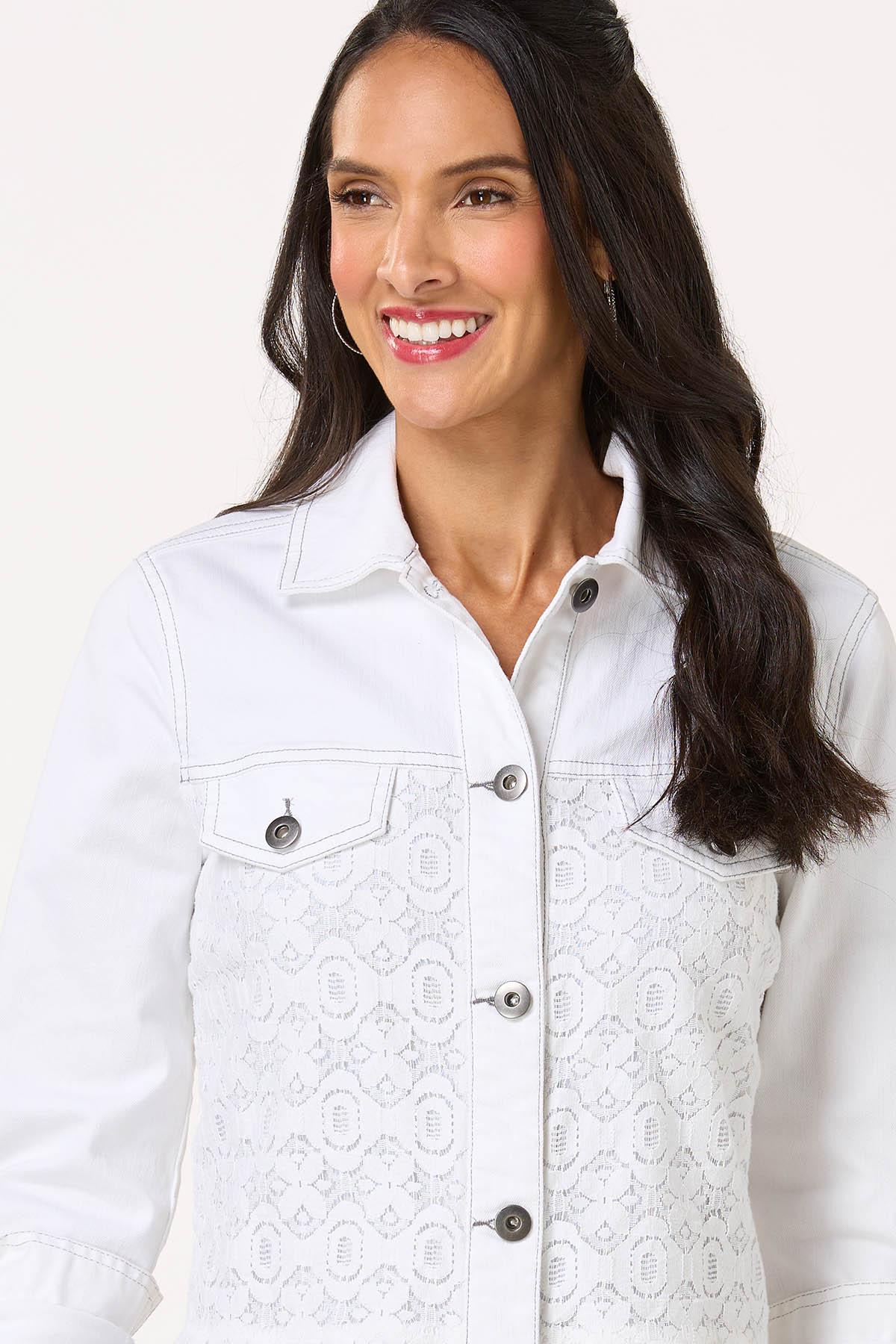 Cato Fashions | Cato Lacey Flounced Hem Denim Jacket