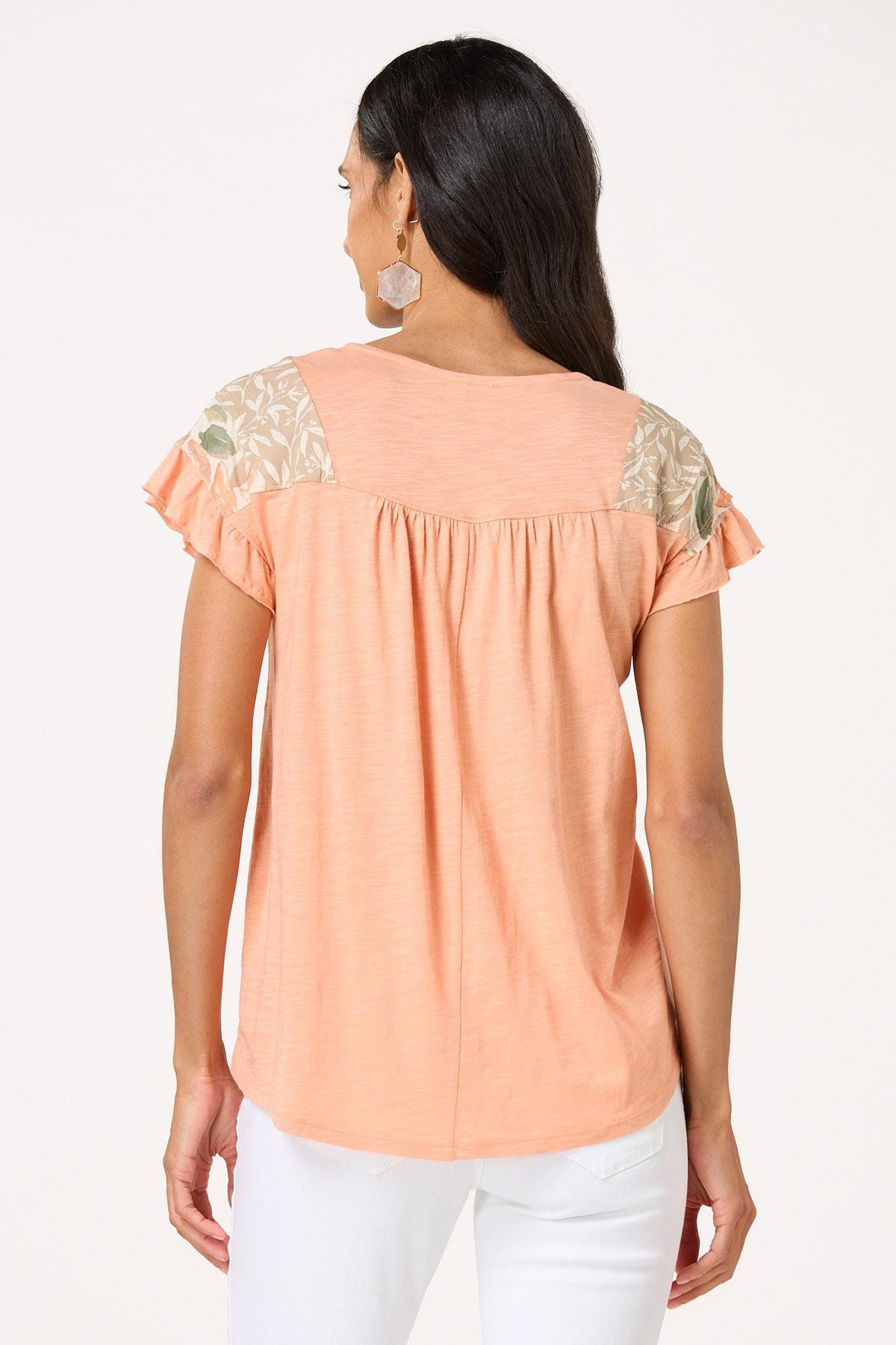  Cato Fashions | Cato Ruffled Leaf Shoulder Top