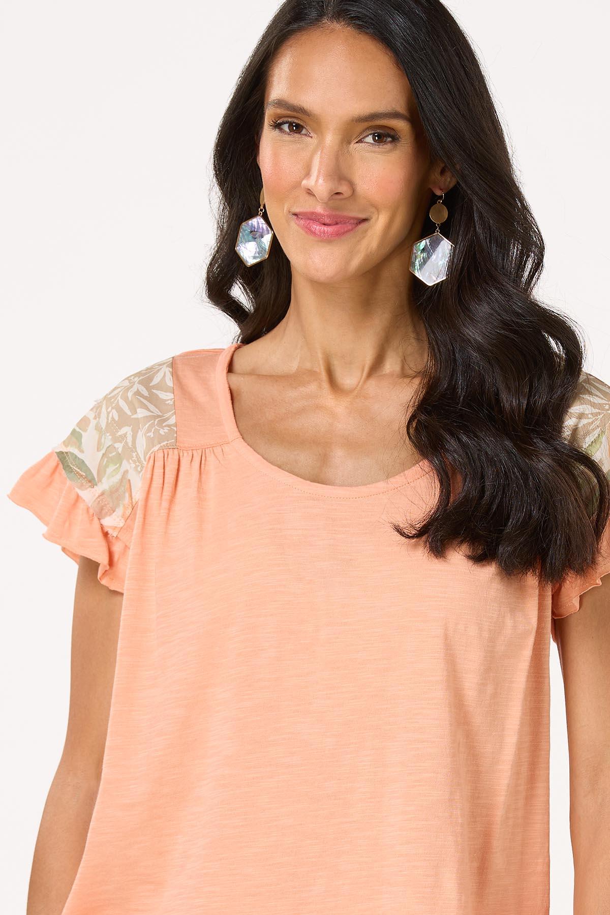  Cato Fashions | Cato Ruffled Leaf Shoulder Top