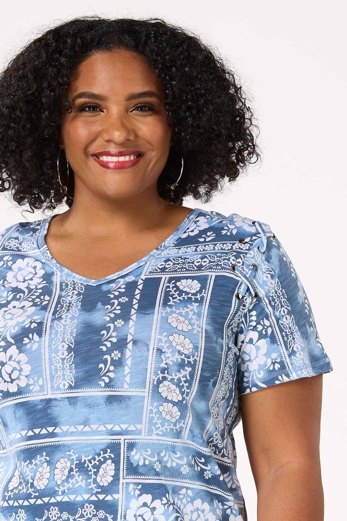 Cato Fashions | Cato Plus Size Grommet Lace Up Sleeve Top