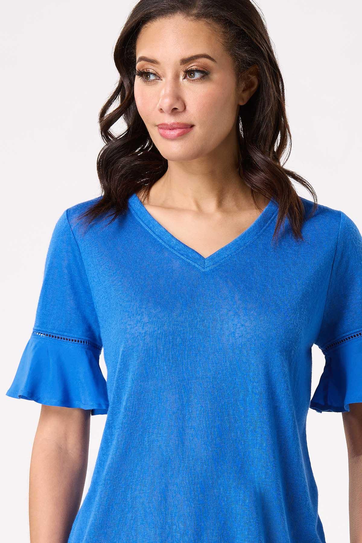  Cato Fashions | Cato Blue Flutter Sleeve Top
