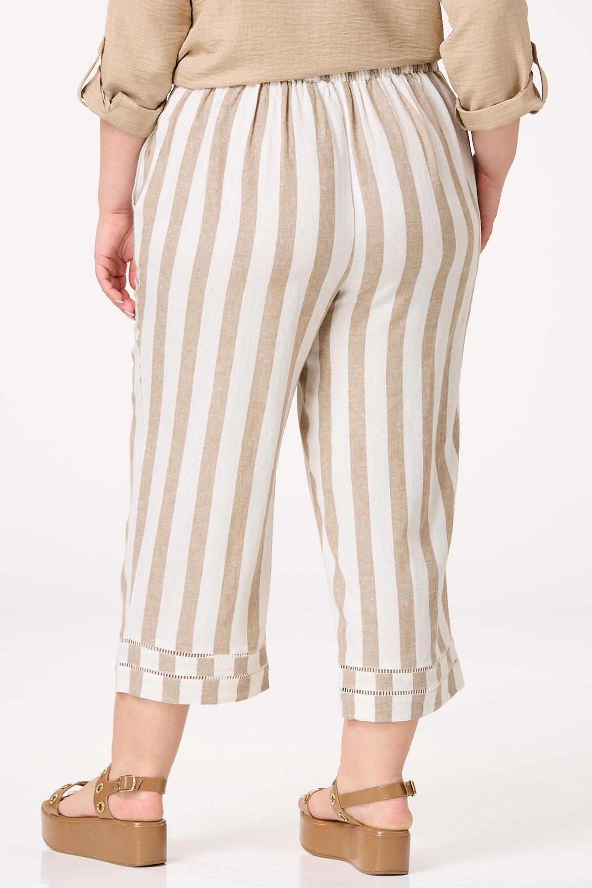  Cato Fashions | Cato Plus Size Cropped Stripe Linen Pants