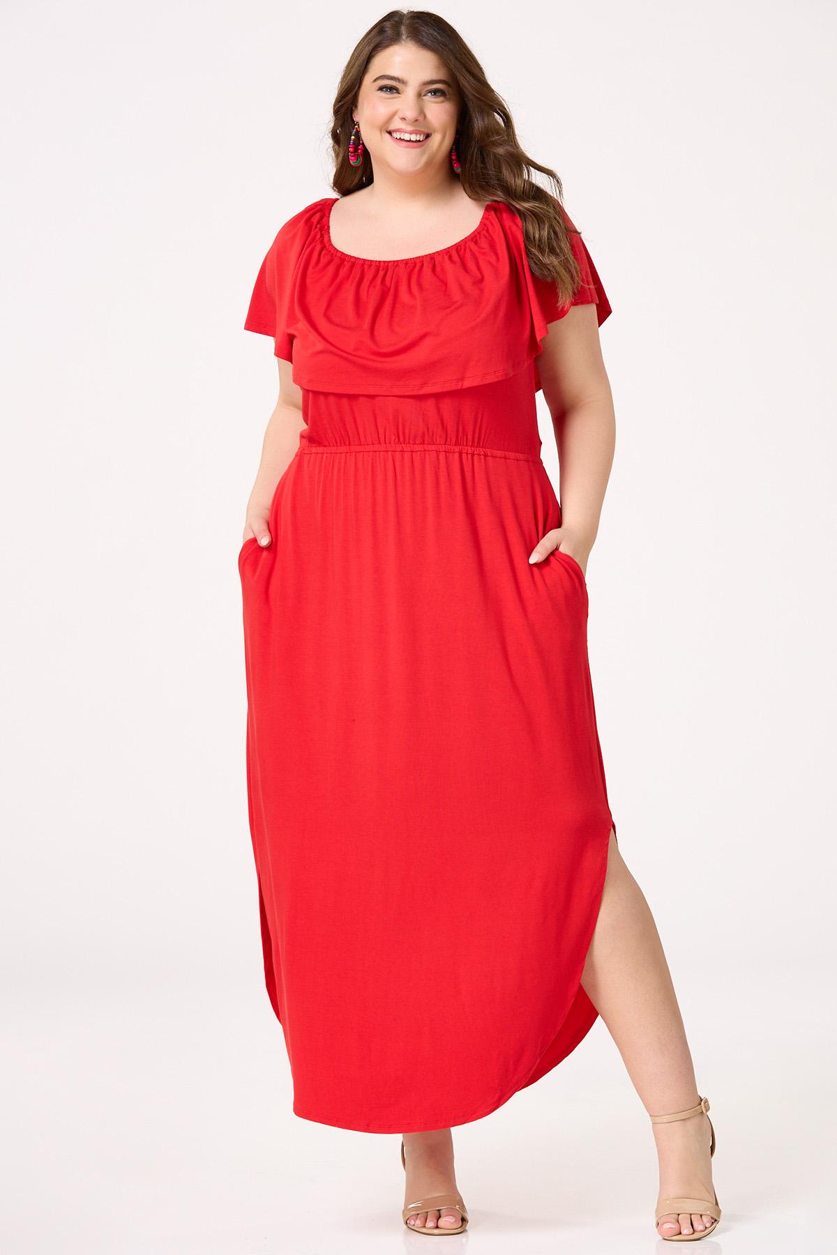  Cato Fashions | Cato Plus Size Red Off Shoulder Maxi Dress