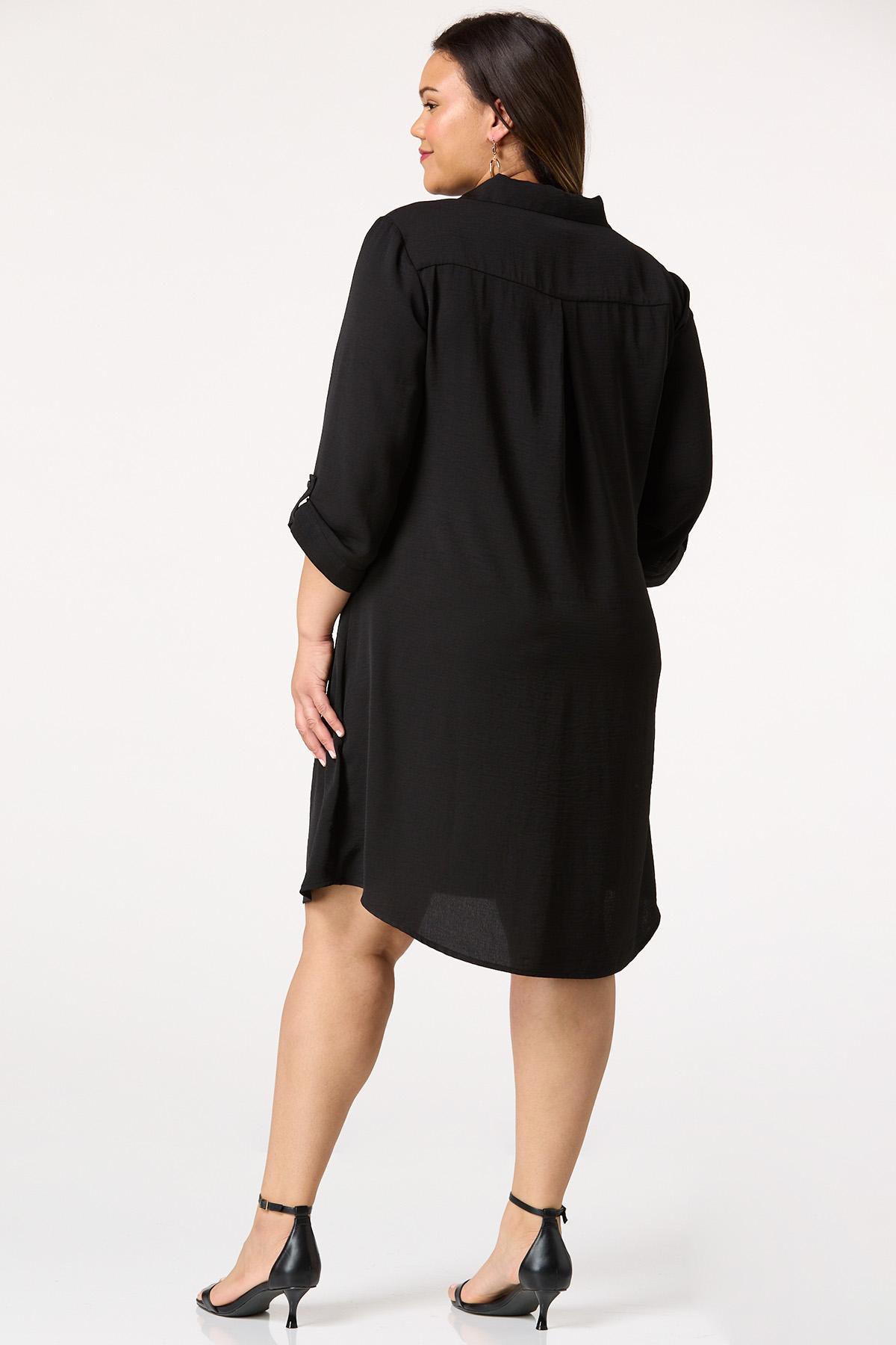  Cato Fashions | Cato Plus Size Solid Black Shirt Dress