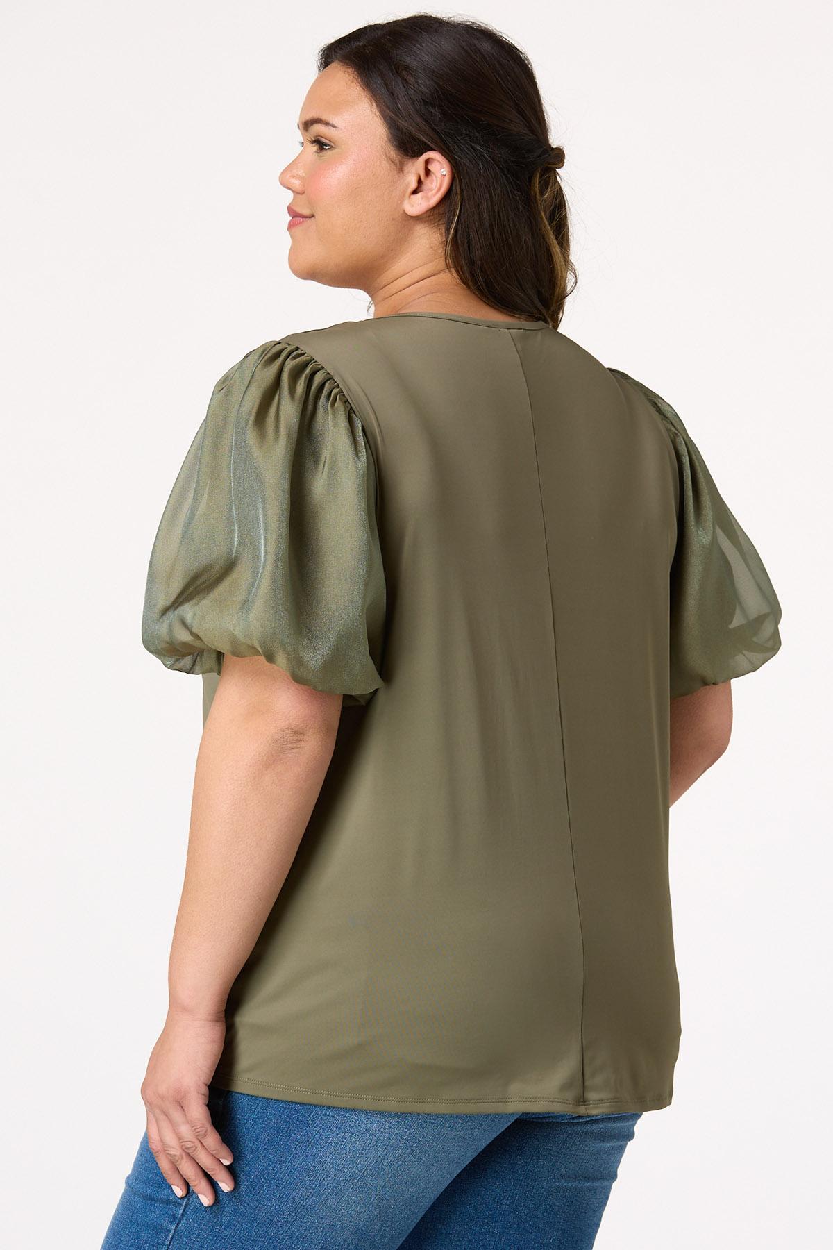  Cato Fashions | Cato Plus Size Solid Bubble Sleeve Top
